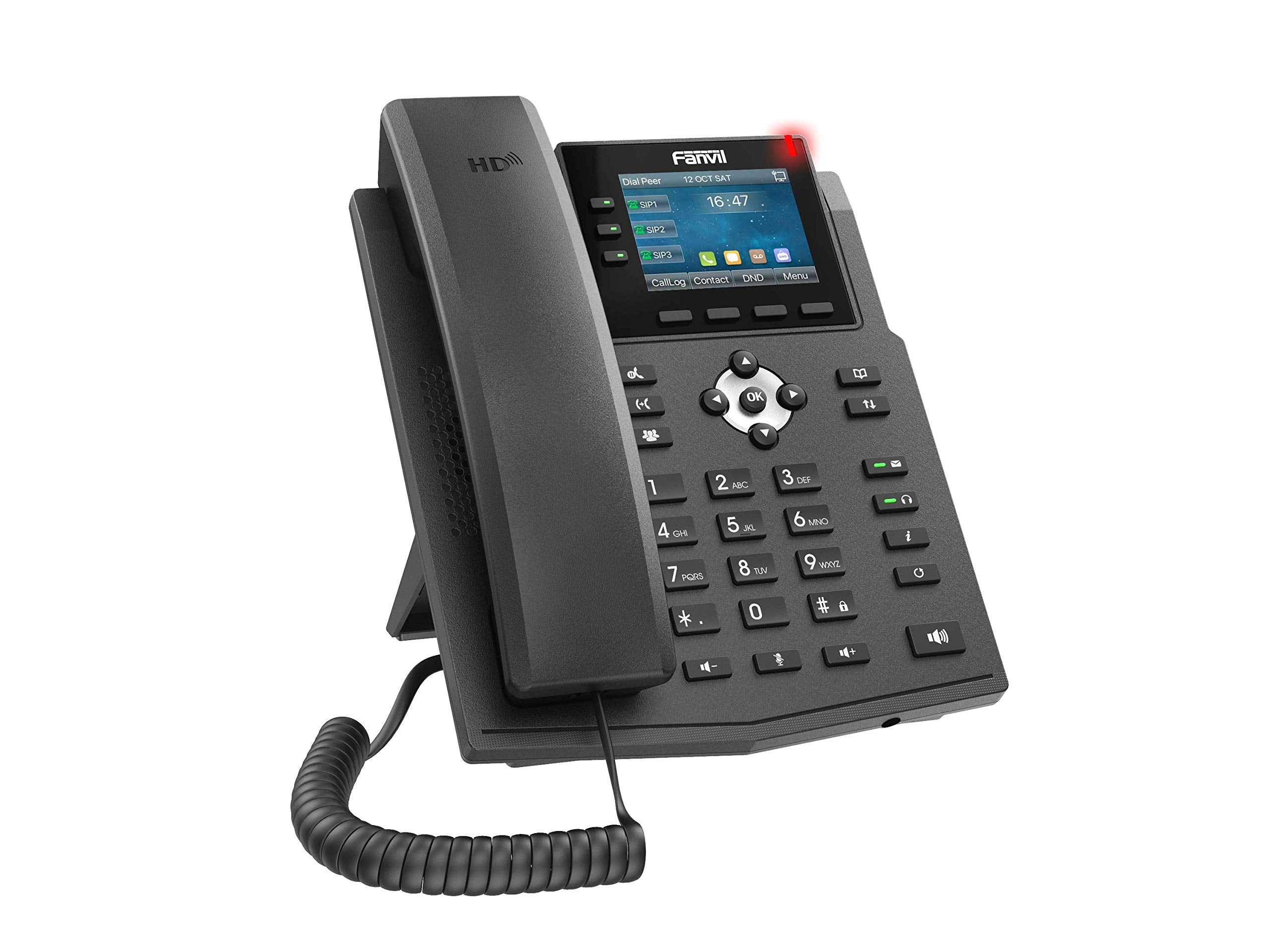 Fanvil X3U Enterprise VoIP Phone, 2.8-Inch Color Display, 6 SIP Lines, Dual-Port Gigabit Ethernet, Power Adapter Not Included