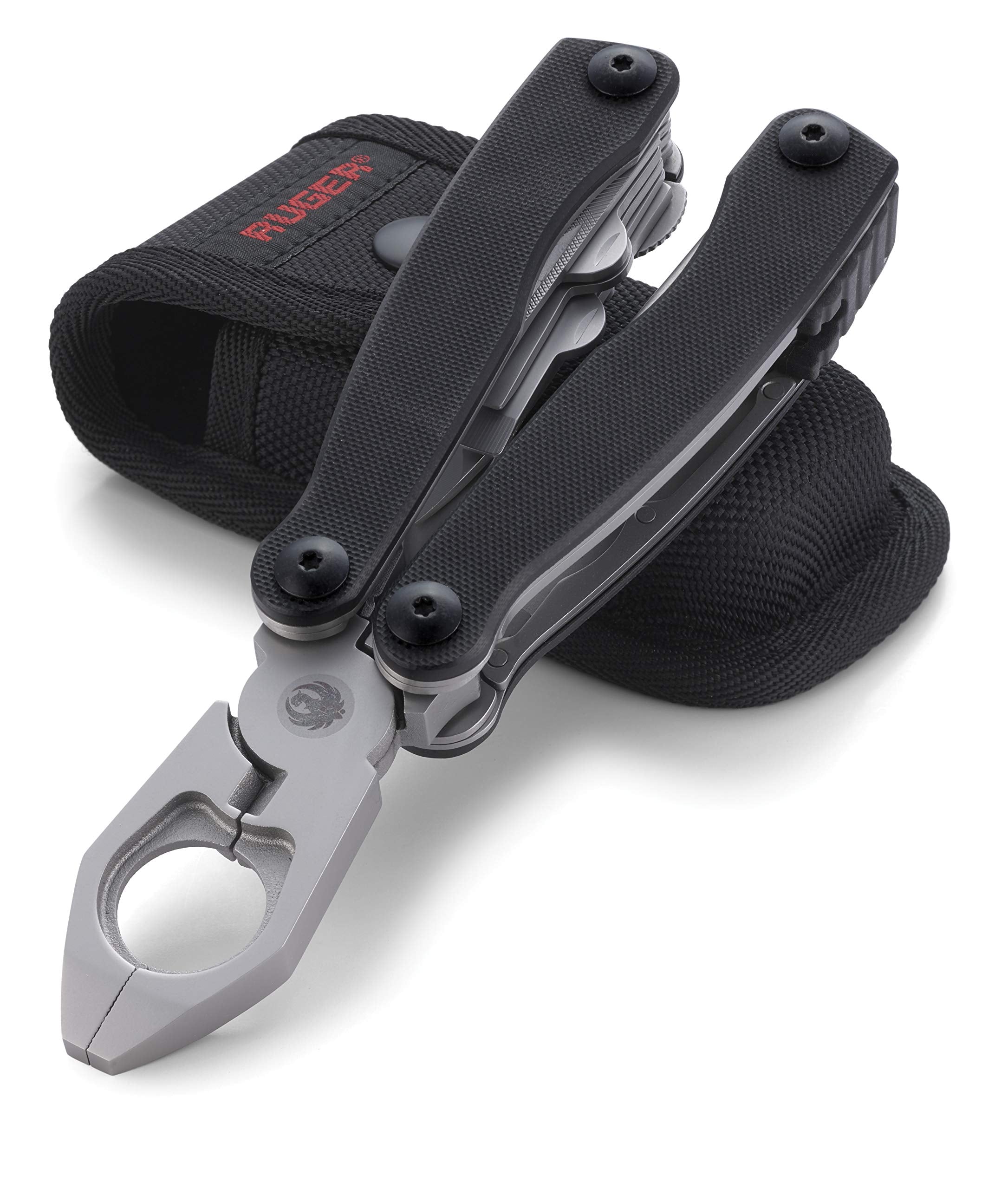 CRKT Ruger 1911 Multitool: Folding Pocket Knife with Liner Lock, Pliers, Spring Cutter, Screwdrivers, Punch Rod, Wrenches, with Polyester Sheath R5100