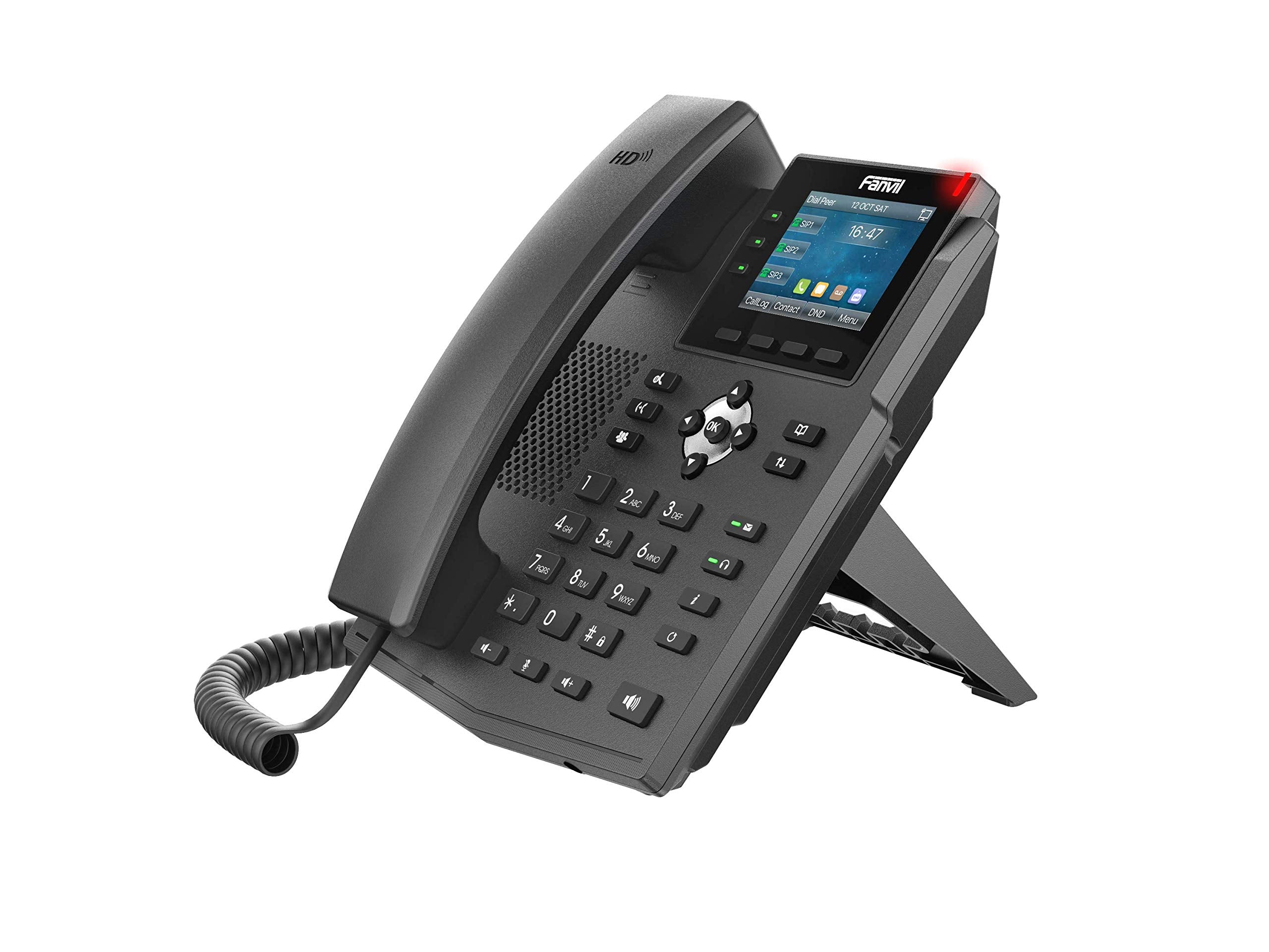 Fanvil X3U Enterprise VoIP Phone, 2.8-Inch Color Display, 6 SIP Lines, Dual-Port Gigabit Ethernet, Power Adapter Not Included