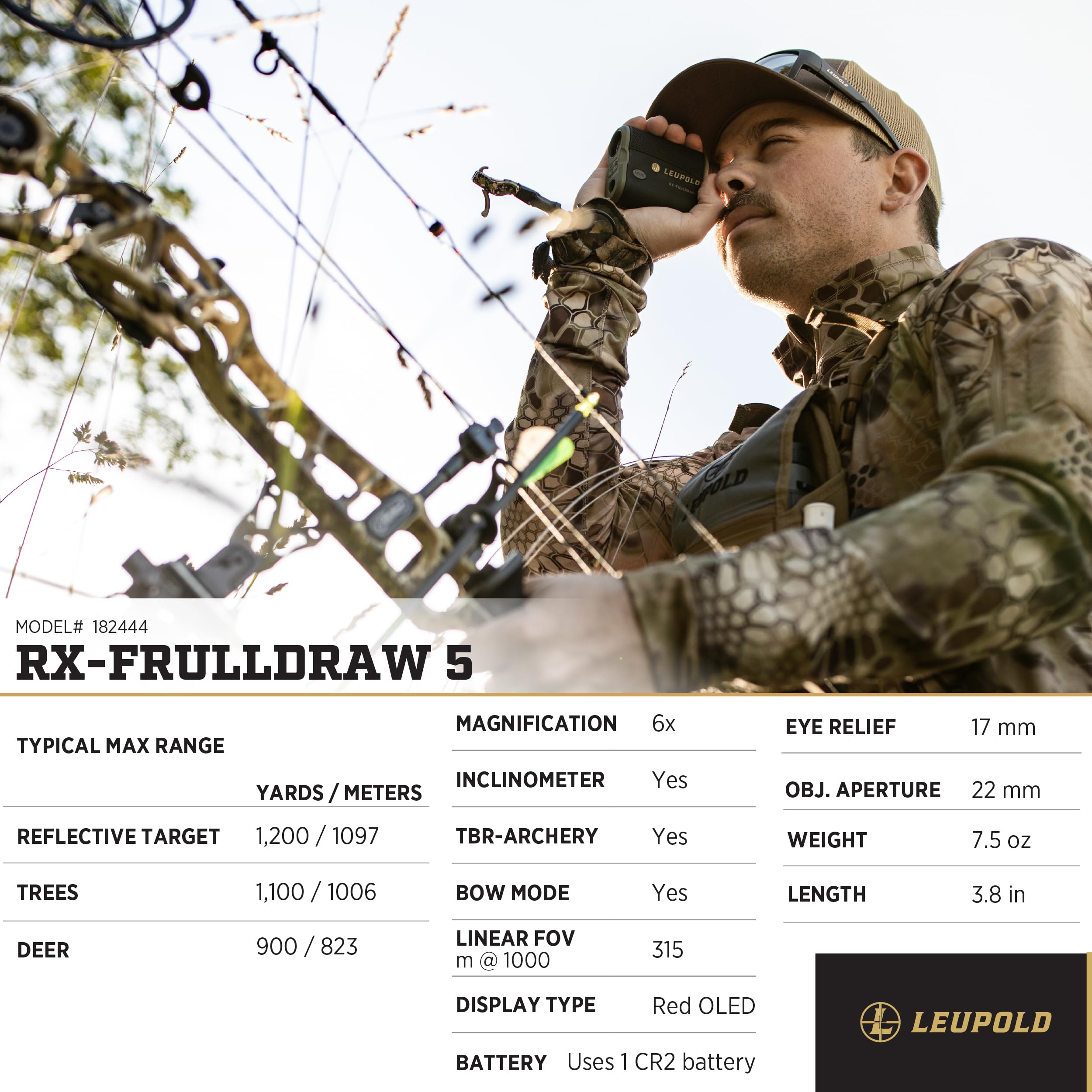 Leupold RX-FullDraw 5 Rangefinder with DNA with Black/Green OLED
