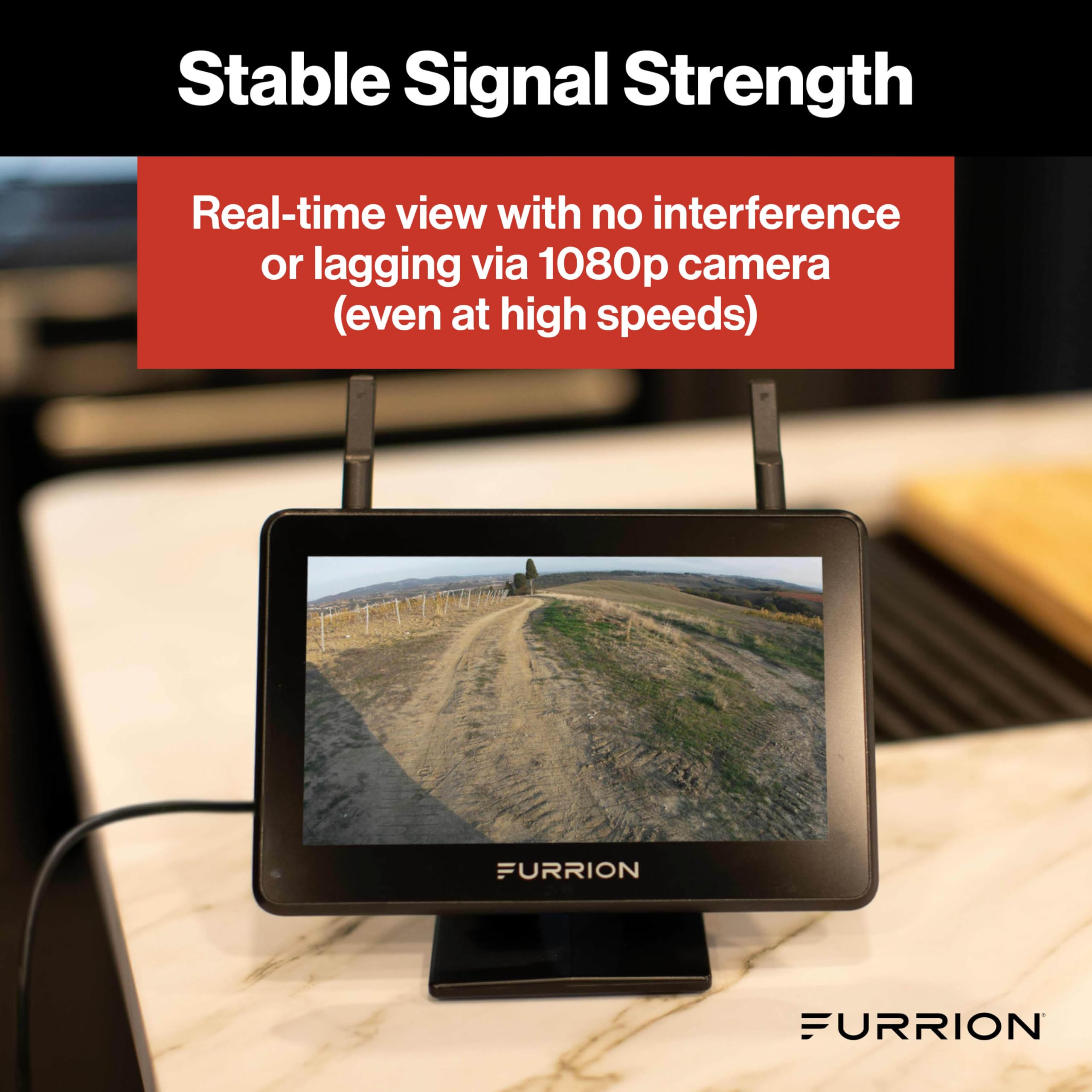 Furrion 2021124370 Vision S+ RV Backup Camera System - 5" Monitor, Rear Sharkfin Camera #FOS5HTASF