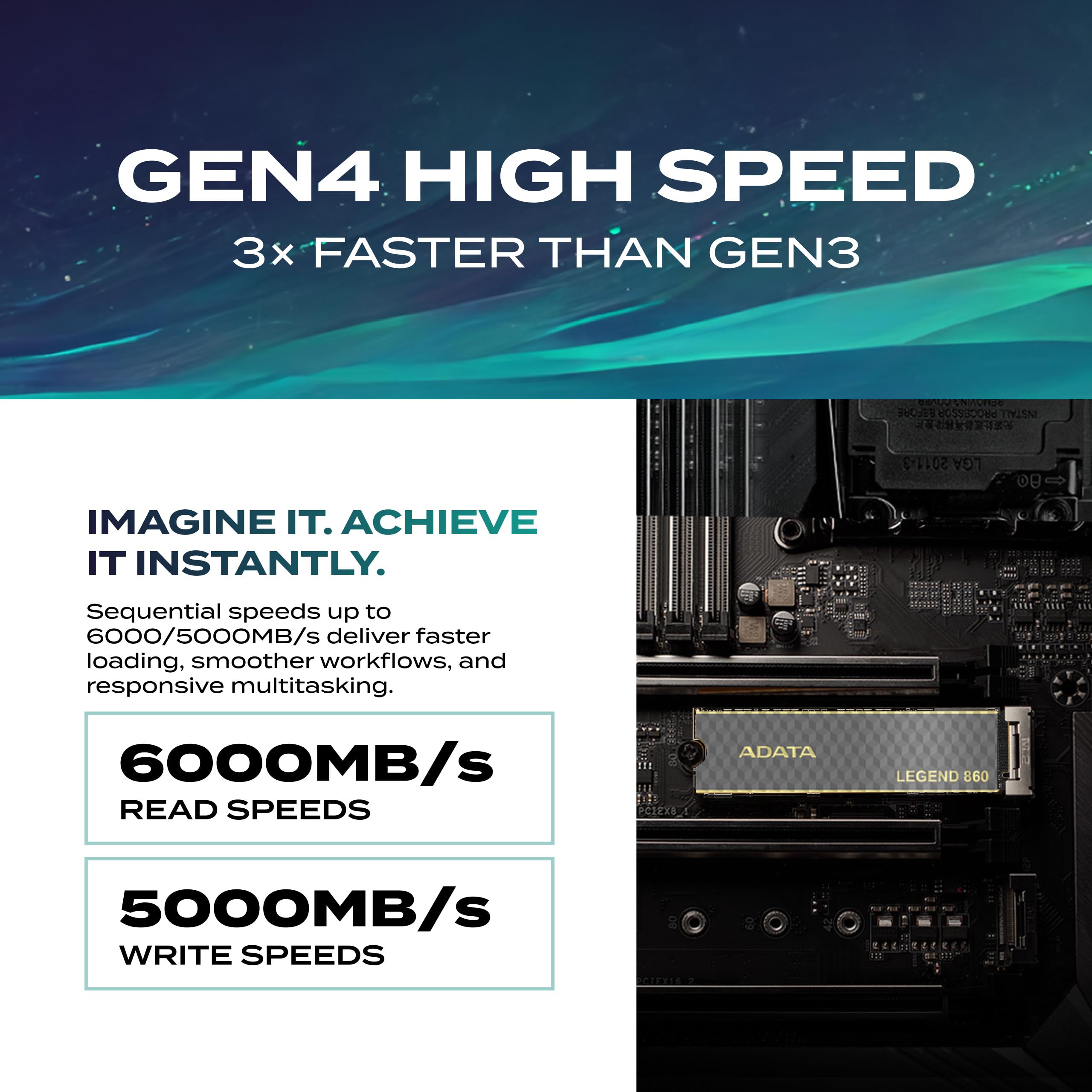 ADATA Legend 860 PCIe Gen4 x4 M.2 2280-1000GB, Powerful and Audacious, Solid State Drive (Legend 860, 1000GB)