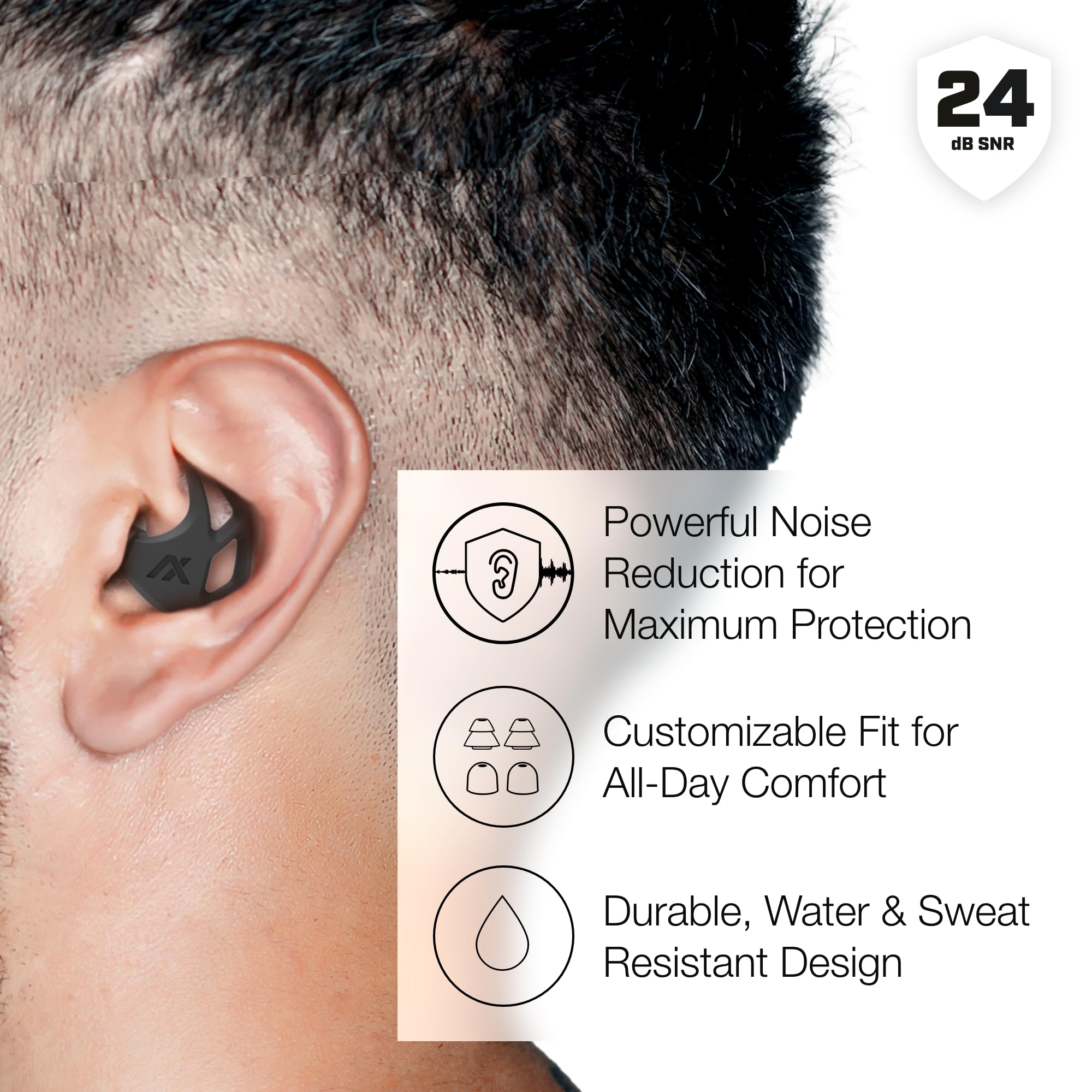 AXIL X20 Noise Reduction Ear Plugs, 24dB Hearing Protection, Green