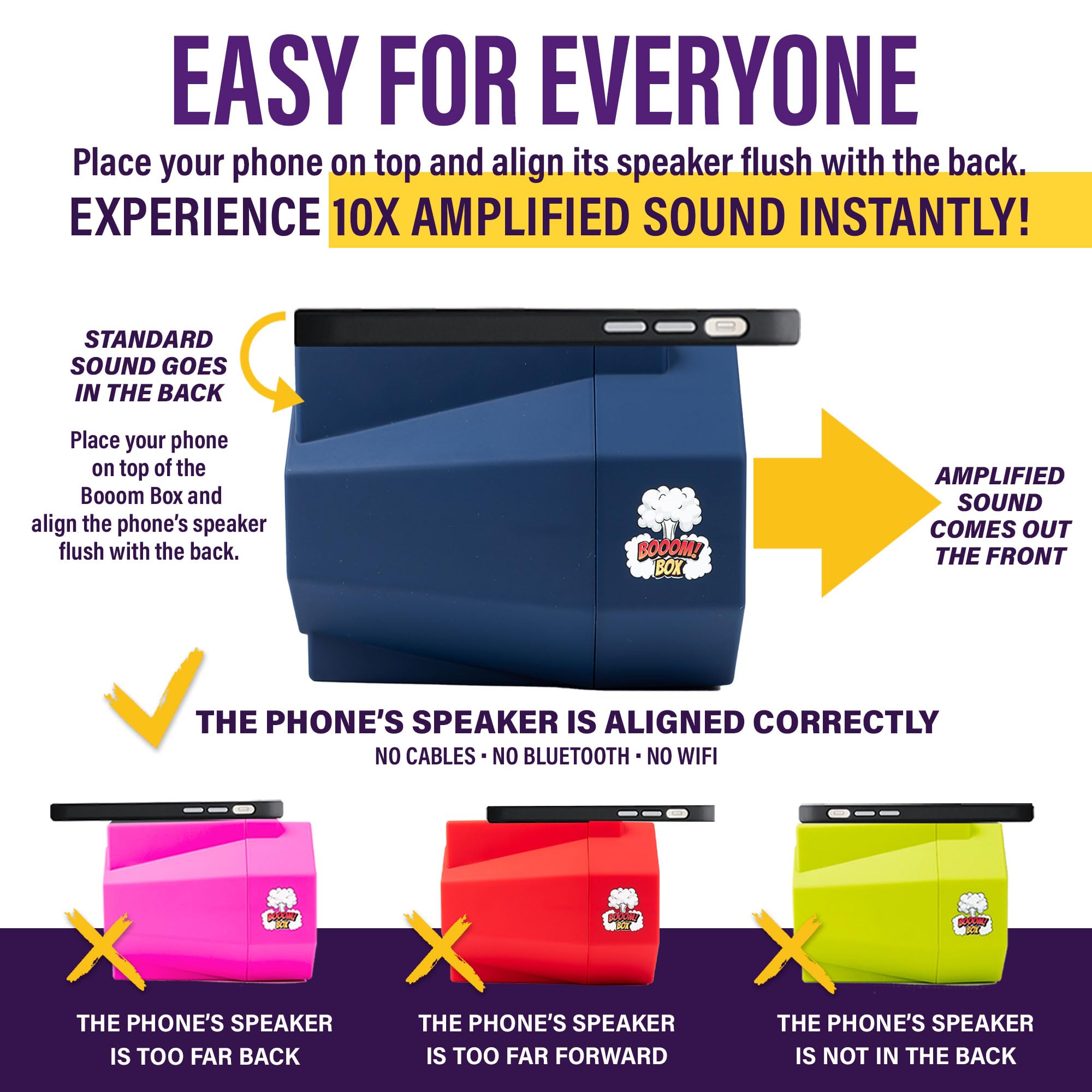 Mad Man Phone Volume Amplifier Sound Booster - No Bluetooth or Cables, Set Smartphone on Speaker to Amplify Audio, Universally Compatible, Works with Speakerphone, Perfect for Seniors (Lime)