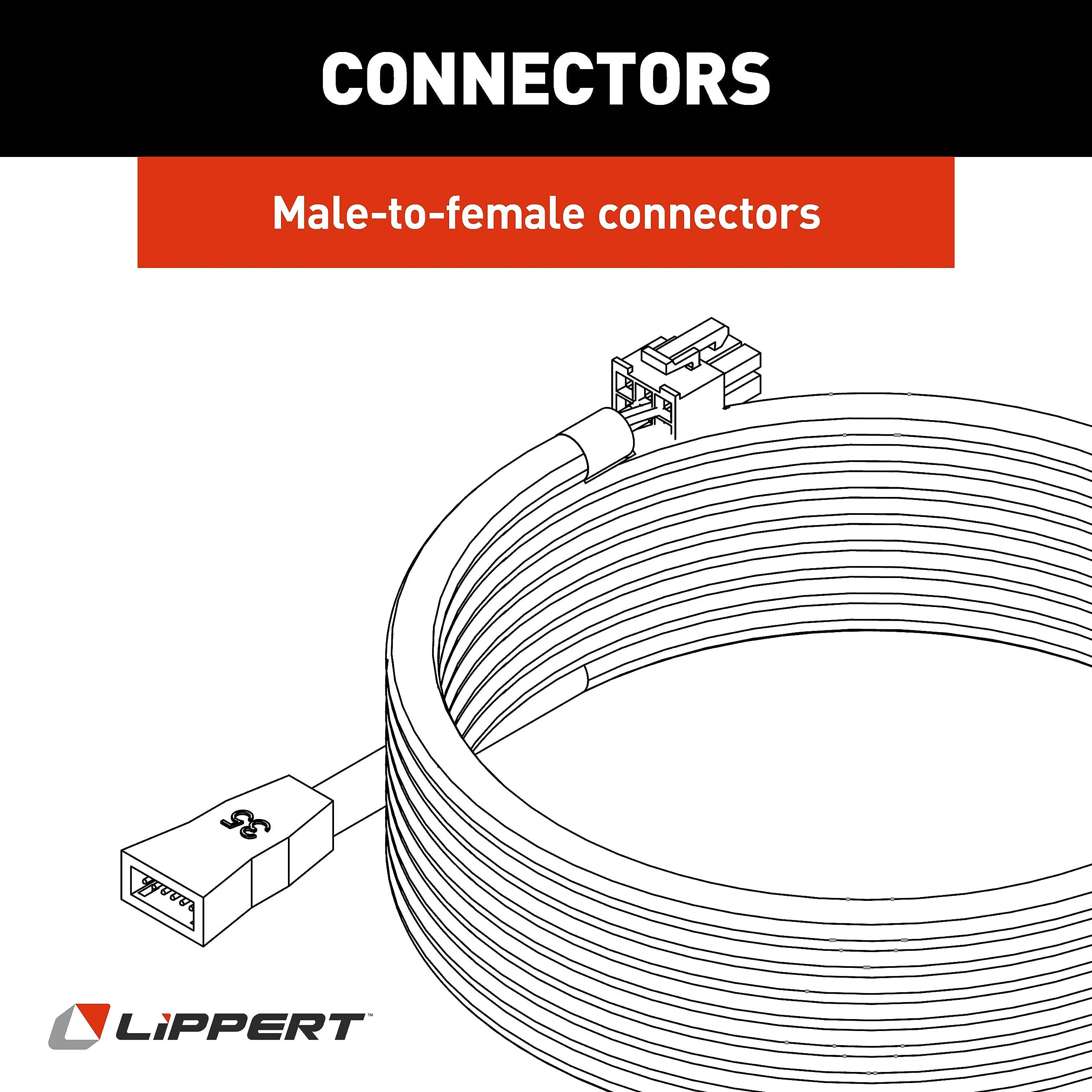 Lippert Replacement 35' Male-to-Female 6-Pin Controller-to-Motor Harness for In-Wall RV Slide-Out Systems, Exact-Match Connectors, Fits 5th Wheel RVs, Travel Trailers, Motorhomes - 238992