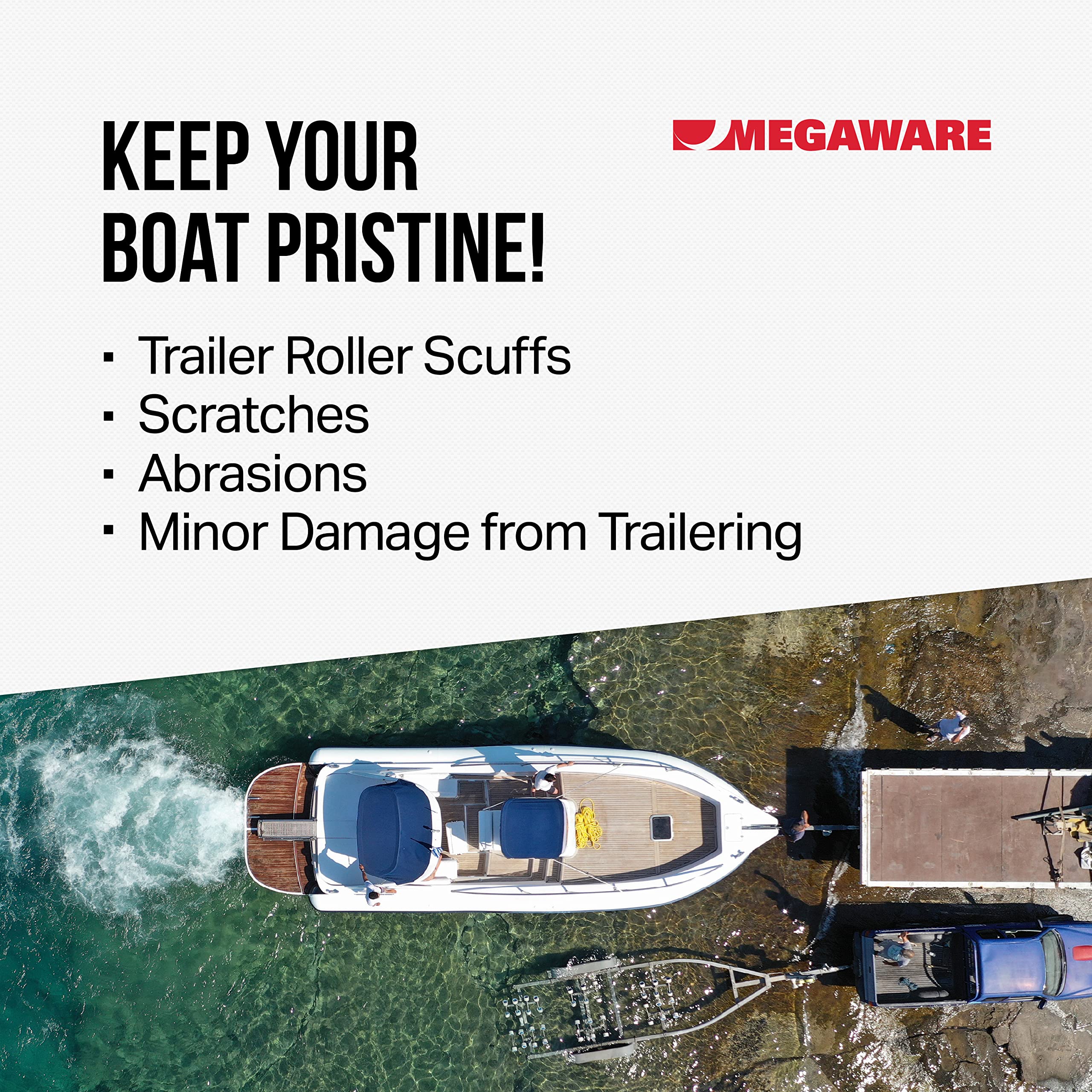 MEGAWARE KEELGUARD XL ScuffBuster BowGuard, Prevent Trailer Bow Roller Damage by Stern Eye Bolt; 3M Adhesive; Stainless Steel Mirror Polished Finish; Easily Bends; Solid (9" x 8.75")