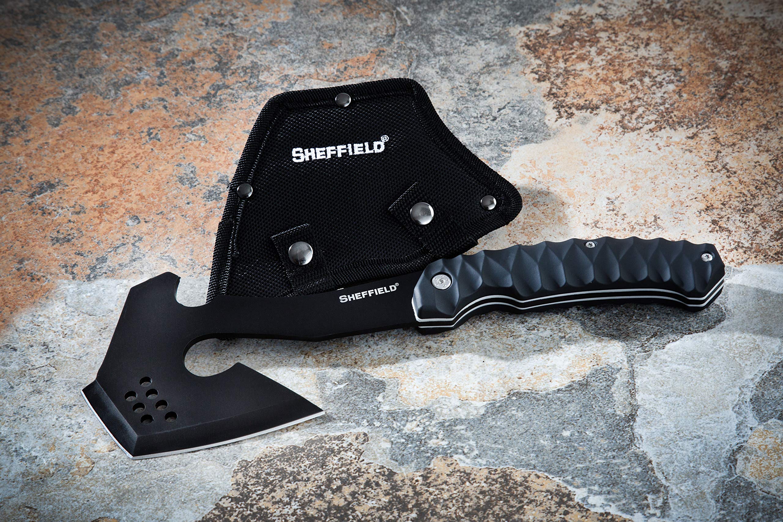 Sheffield 12153 Standoff Tactical Tomahawk with Sheath, Survival Hatchet Lightweight, Hatchet Camping Survival, Hand Hatchets, Axe Throwing Hatchet