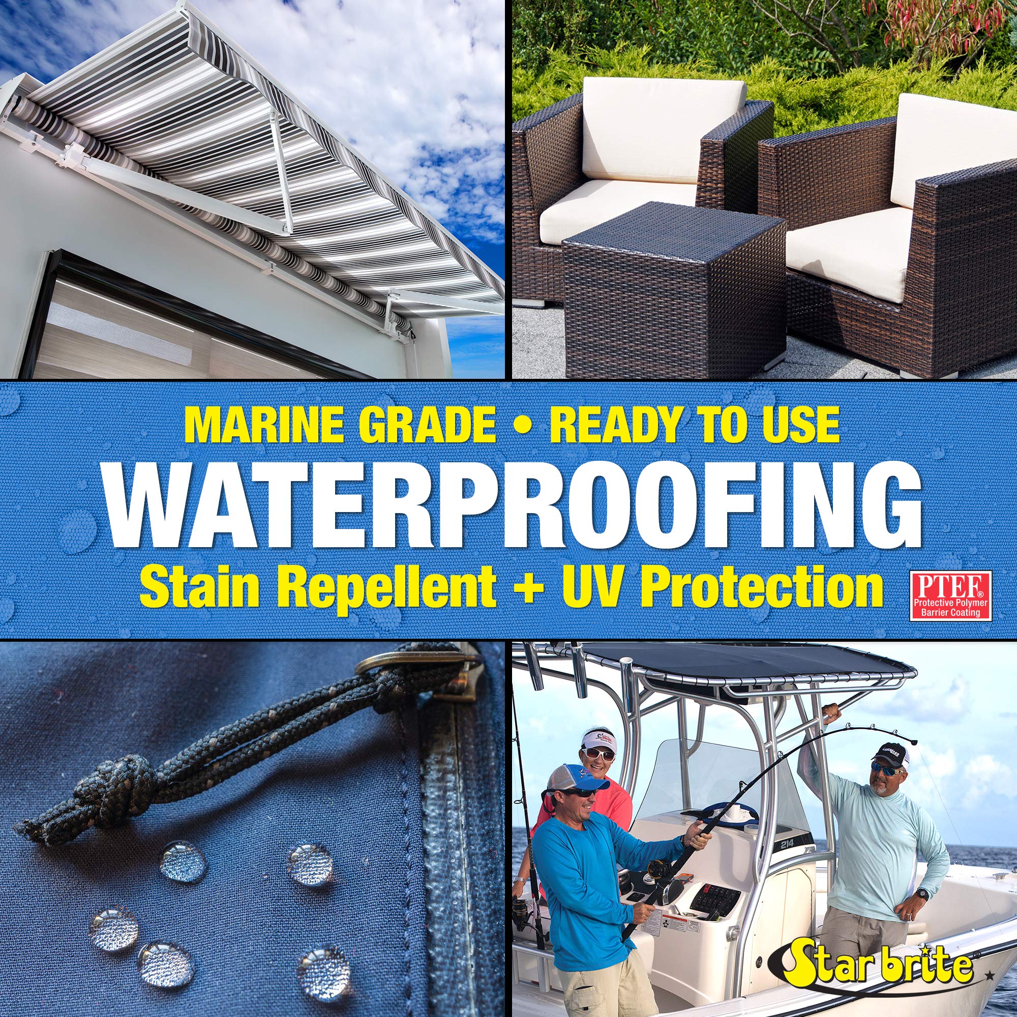 STAR BRITE 081922XX Fabric Waterproofer with Stain Repellent and UV Protection - 22 oz.