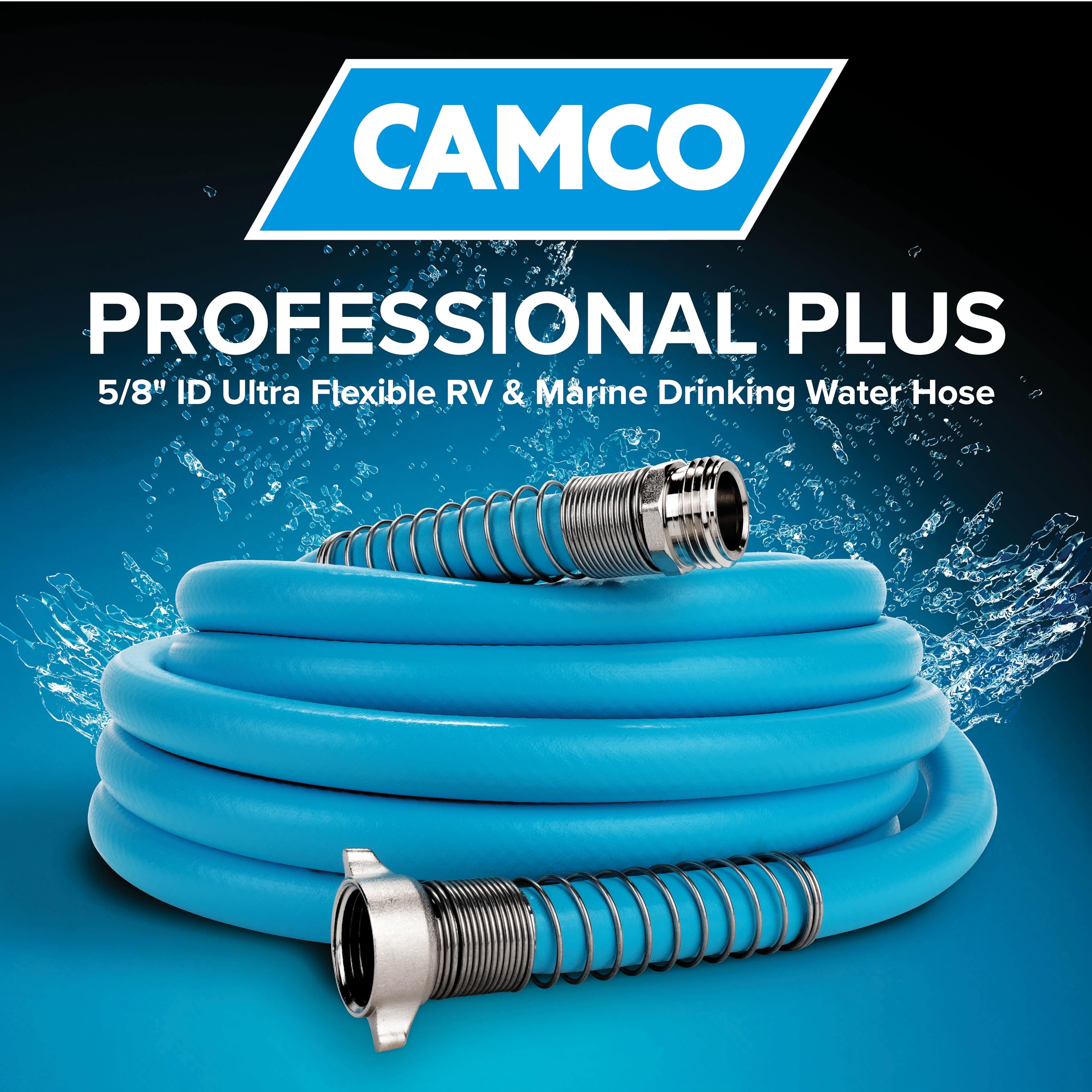 Camco EVOFlex 4-Ft RV Drinking Water Hose - Features Extra Flexible Design w/Stainless Steel Strain Relief Ends - Lead-Free, BPA-Free and Phthalate-Free - 5/8 ID (22590)