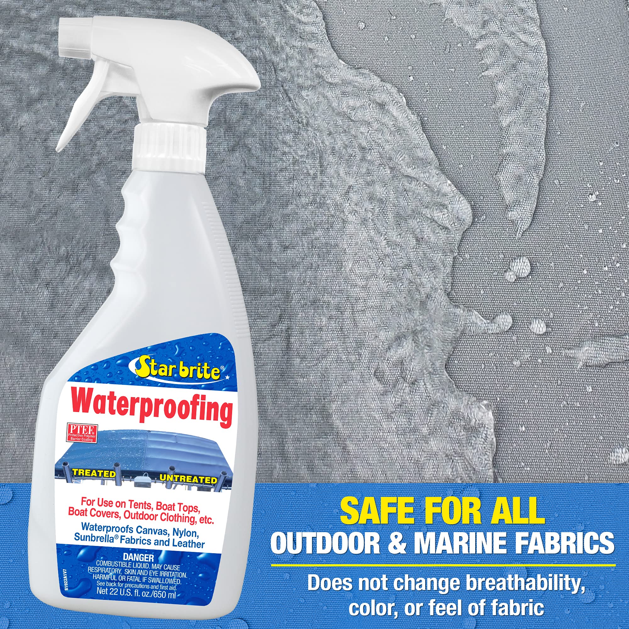 STAR BRITE 081922XX Fabric Waterproofer with Stain Repellent and UV Protection - 22 oz.