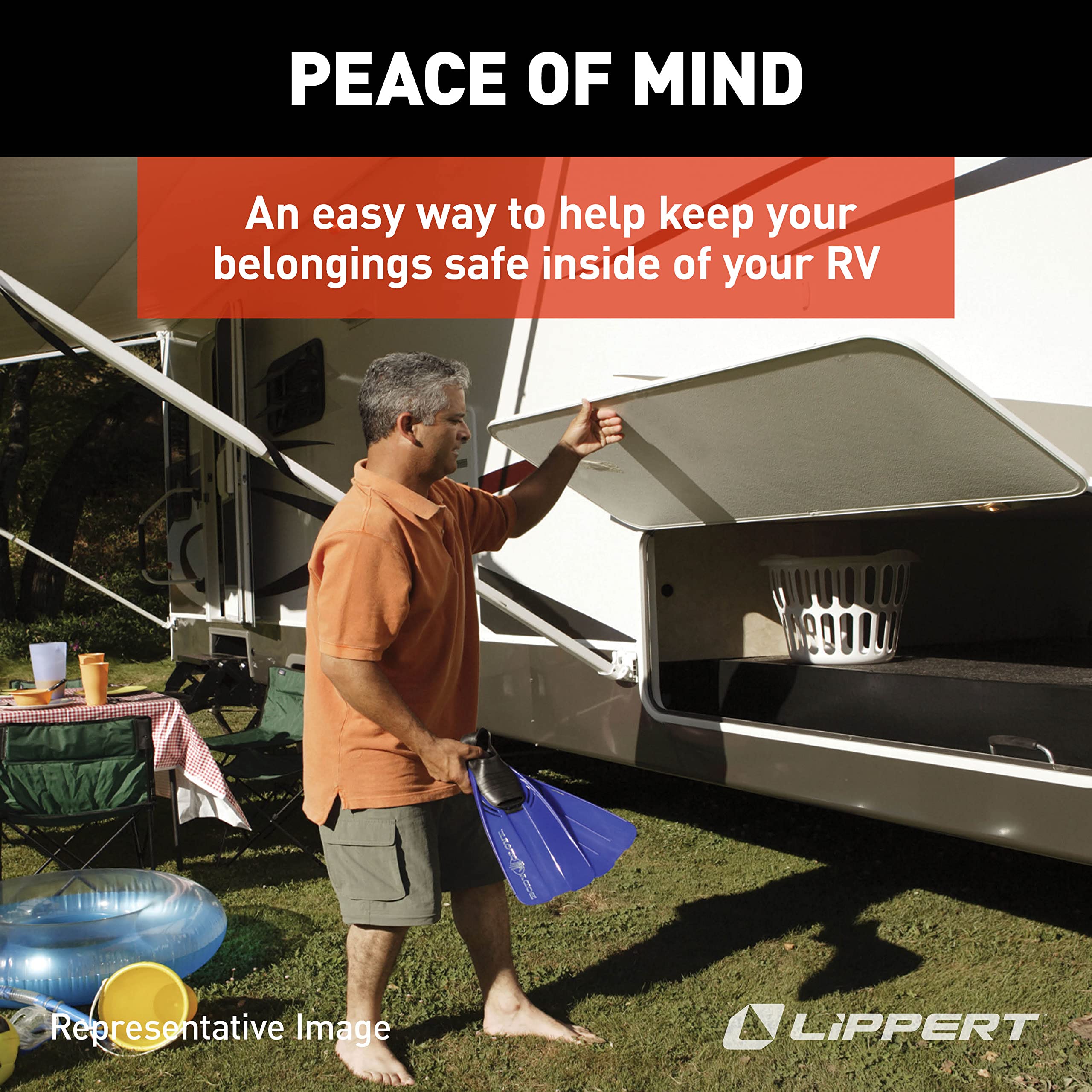 Lippert Slam Latch RV Baggage Door Handle Replacement, Black, For Storage Compartment Doors, Verify Cutout and Bolt Pattern, Handle Only, Hardware Sold Separately - 227214