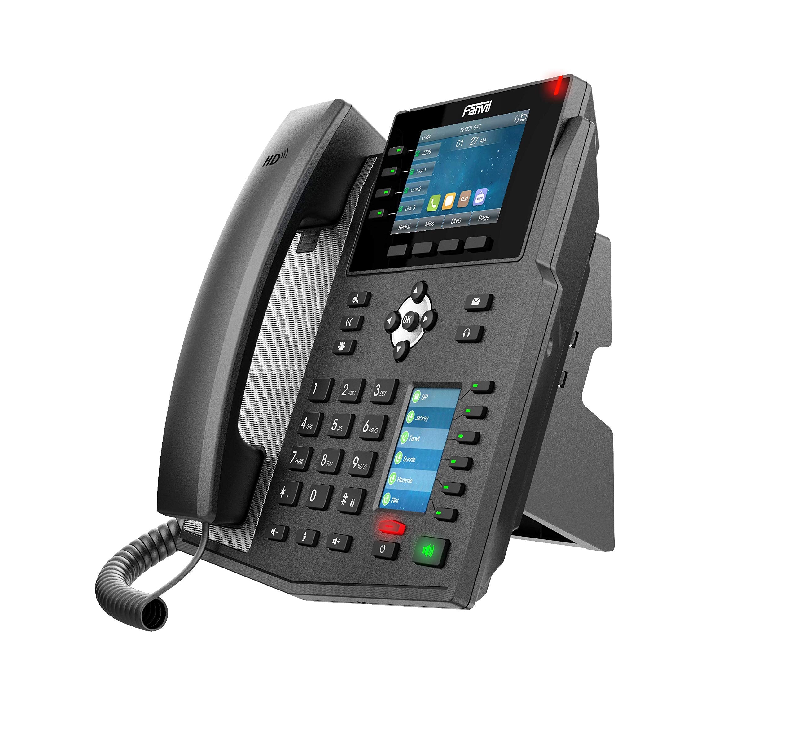 Fanvil X5U High-End VoIP Phone, 3.5-Inch Color Display, 2.4-Inch Side Color Display for DSS Keys. 16 SIP Lines, Dual-Port Gigabit Ethernet, Power Adapter Not Included