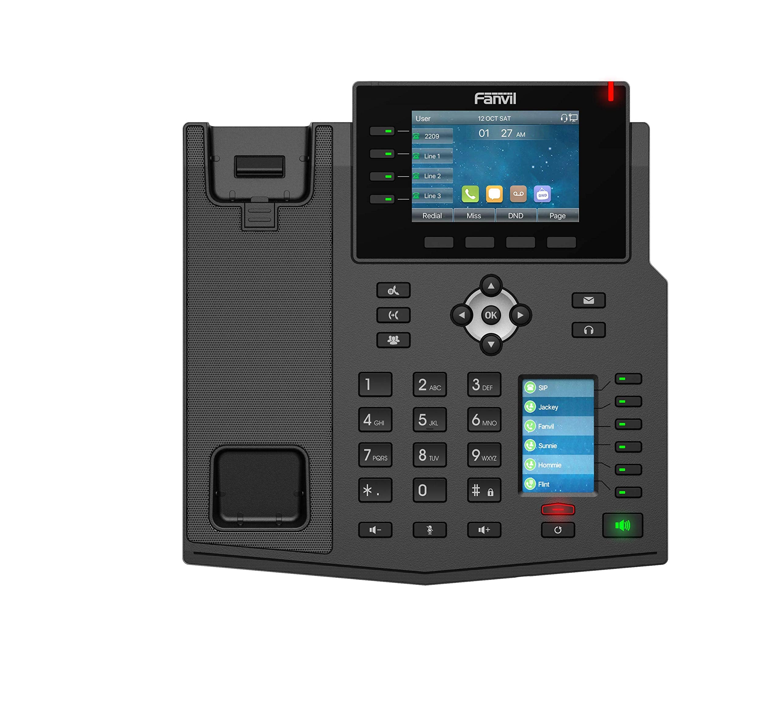 Fanvil X5U High-End VoIP Phone, 3.5-Inch Color Display, 2.4-Inch Side Color Display for DSS Keys. 16 SIP Lines, Dual-Port Gigabit Ethernet, Power Adapter Not Included