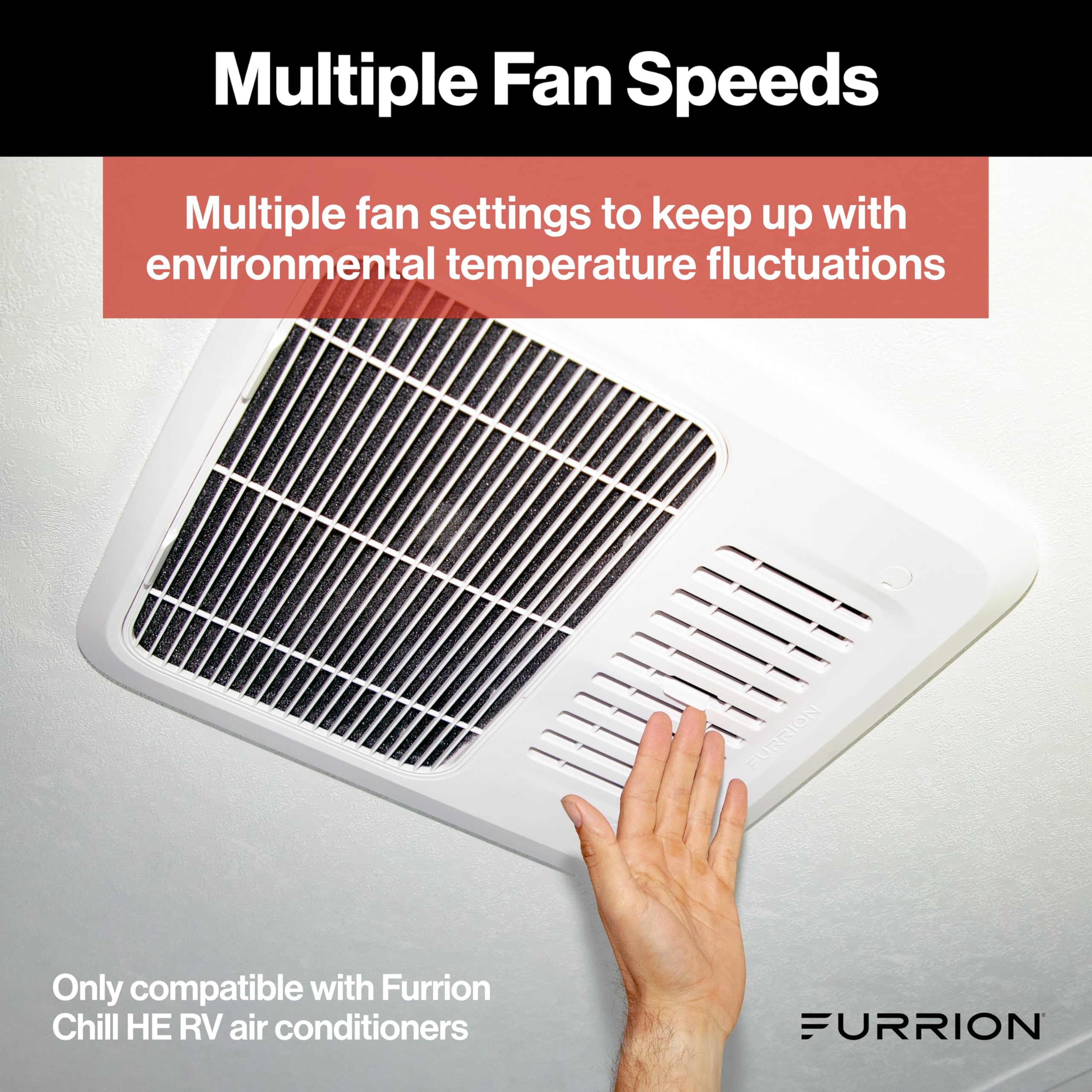 Furrion Chill HE RV Thermostat Single Zone Wall Control, Backlit LCD, Heat Cool Fan Dry Modes, 2 Fan Speeds Auto Fan, 12V, Compatible with Furrion Chill HE Systems - FACW10ESSA-BL