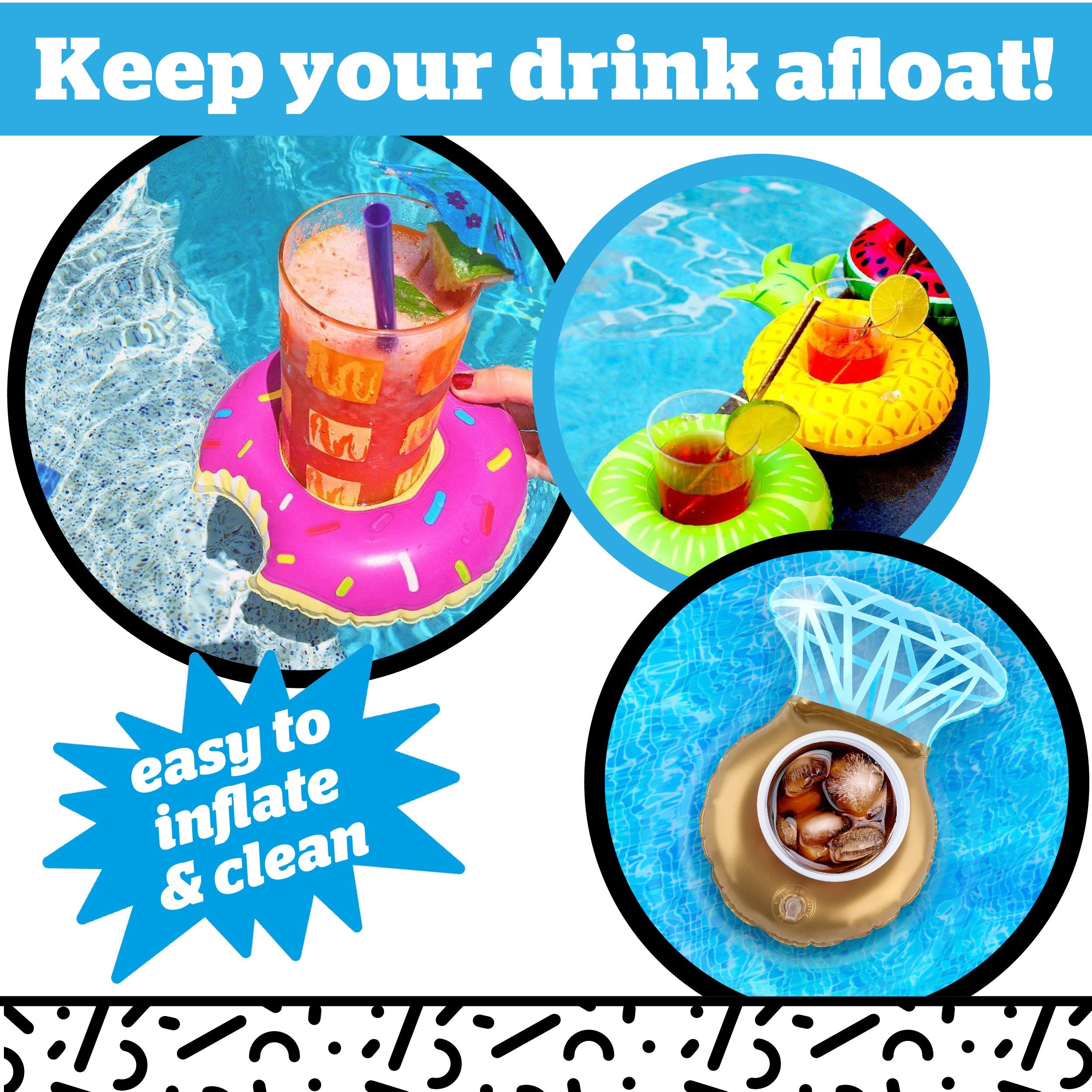 Bling Ring Beverage Float, Floating Cup Holders for Bachelorette Pool Party Supplies & Decor, Holds 3 Drinks