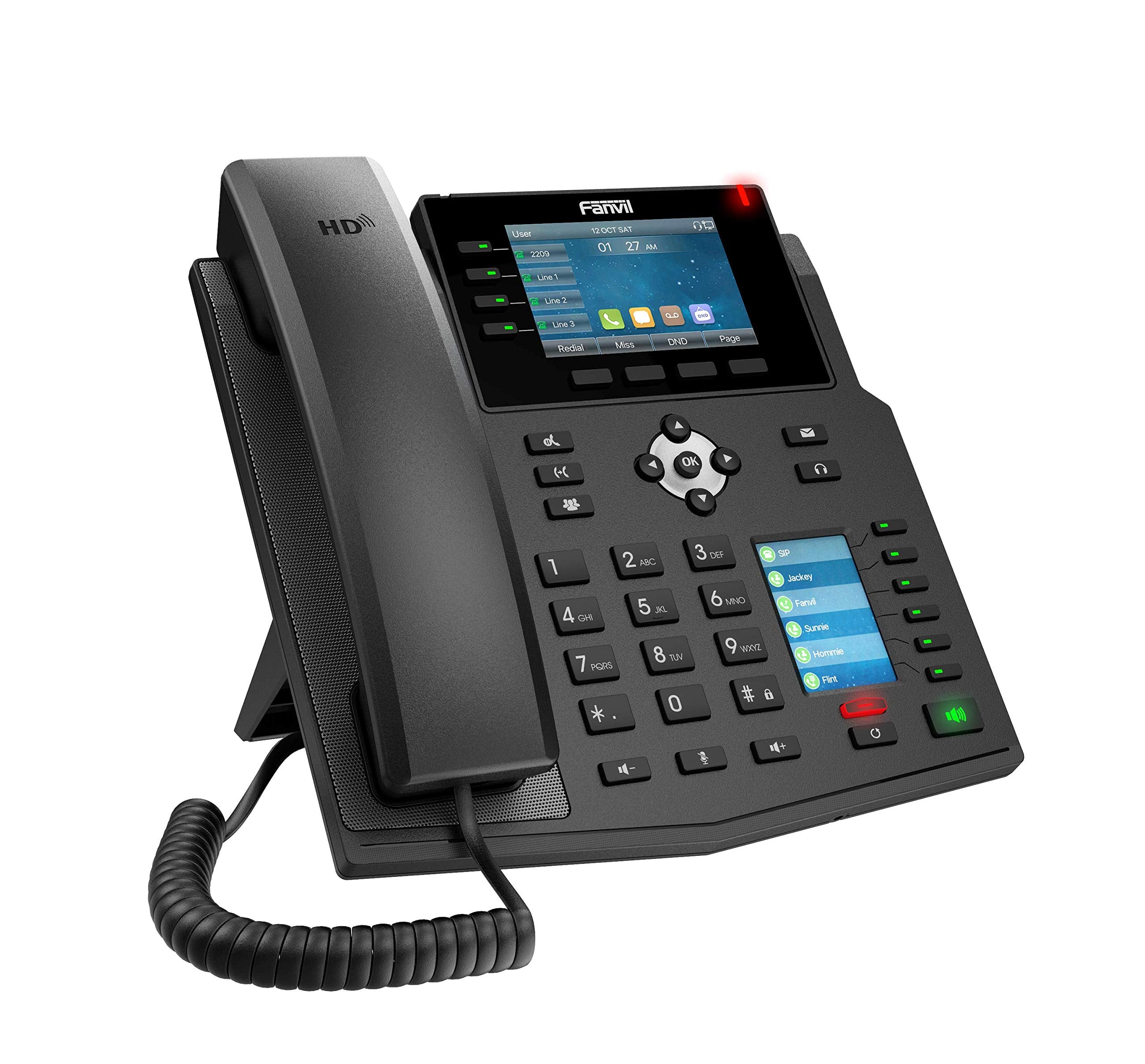 Fanvil X5U High-End VoIP Phone, 3.5-Inch Color Display, 2.4-Inch Side Color Display for DSS Keys. 16 SIP Lines, Dual-Port Gigabit Ethernet, Power Adapter Not Included