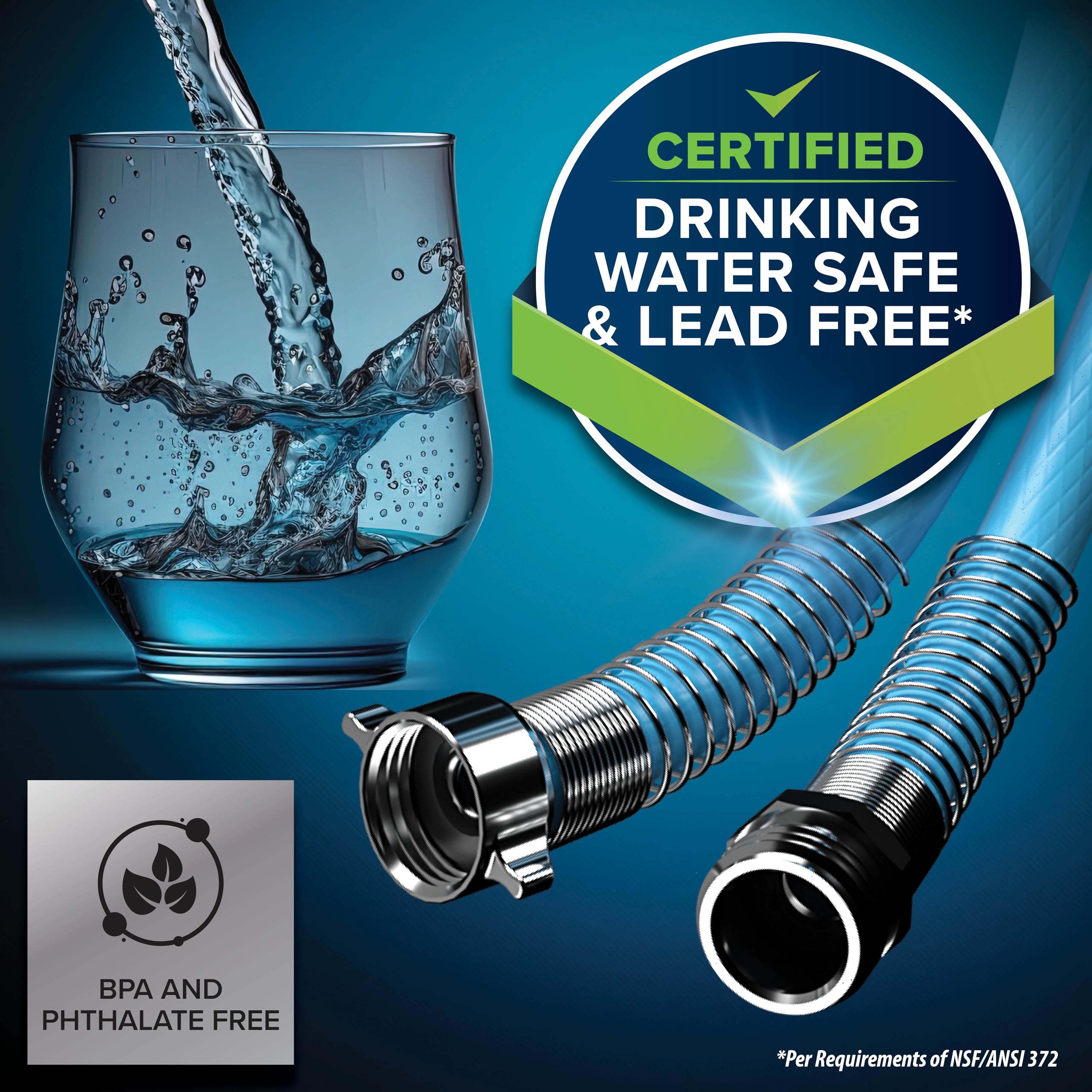 Camco EVOFlex 4-Ft RV Drinking Water Hose - Features Extra Flexible Design w/Stainless Steel Strain Relief Ends - Lead-Free, BPA-Free and Phthalate-Free - 5/8 ID (22590)
