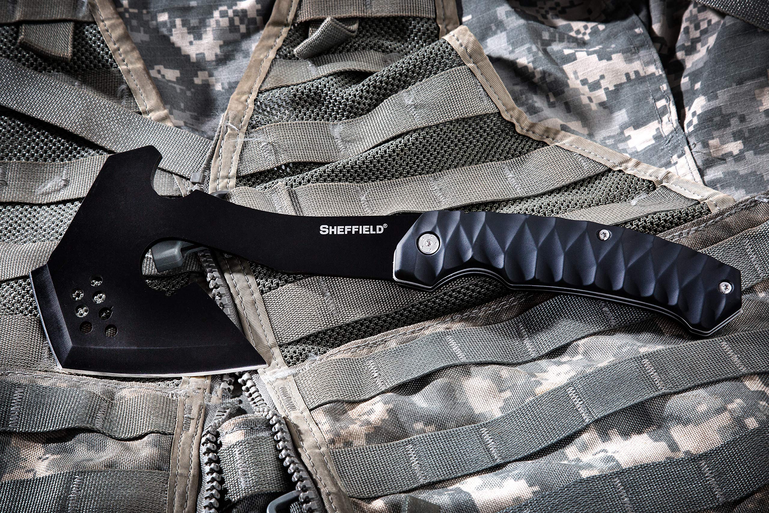 Sheffield 12153 Standoff Tactical Tomahawk with Sheath, Survival Hatchet Lightweight, Hatchet Camping Survival, Hand Hatchets, Axe Throwing Hatchet