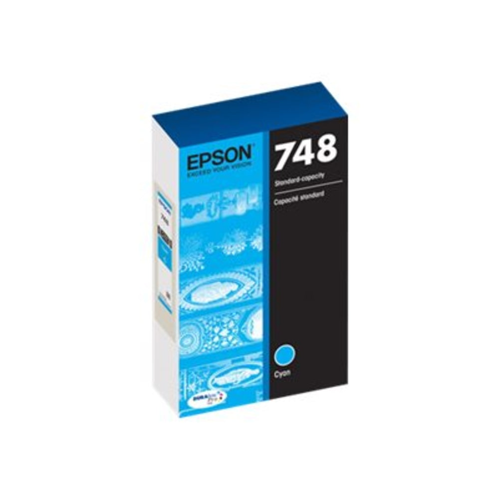 Epson T748220 Workforce Pro 6090 Cyan Ink - DURABrite Pro, Smudge and Water Resistant Image 1
