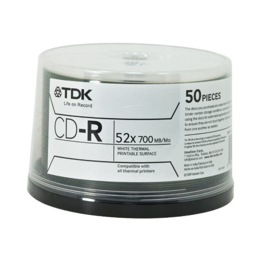 TDK 48944 Cd-R Wht Therm Lq-50Pk 52X Data Ctg Image 1