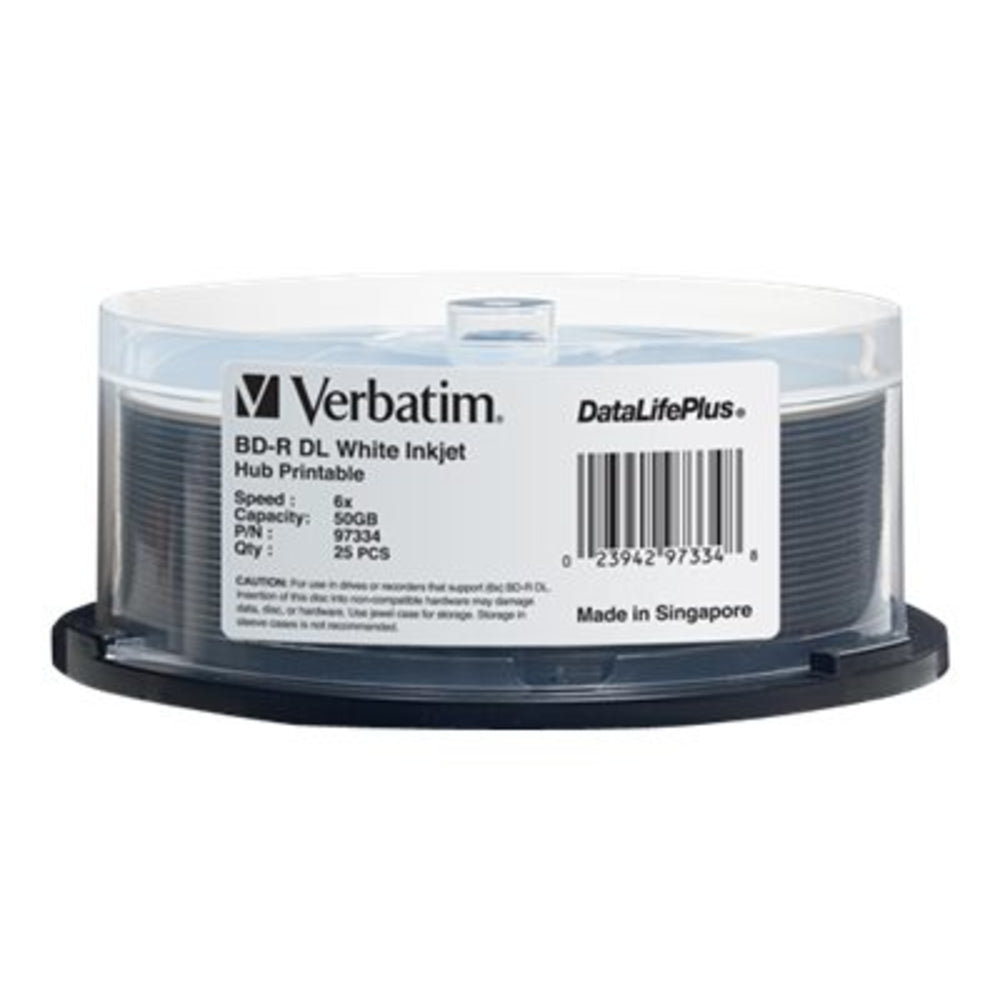 Verbatim Americas Llc 97334 Bd-R Dl 50Gb 6X Datalifeplus White Inkjet Printable Image 1