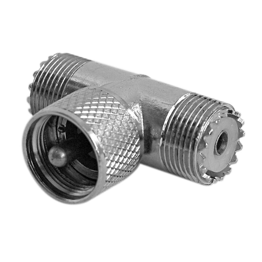 Accessories Unlimited AUT259 T Connector 1 Male UHF to 2 Female Image 1