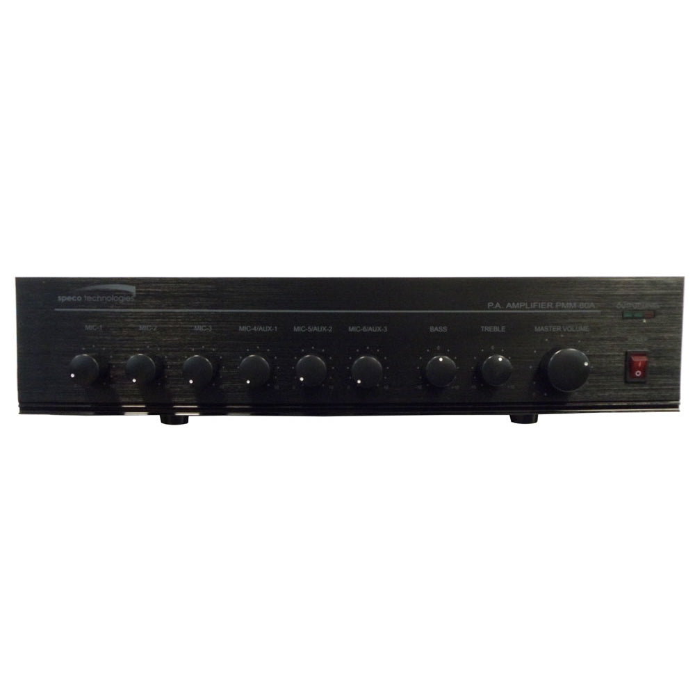 Speco PMM60A 60 WATT RMS 110 VOLT AC PUBLIC ADDRESS AMPLIFIER MIXER 6 Image 1