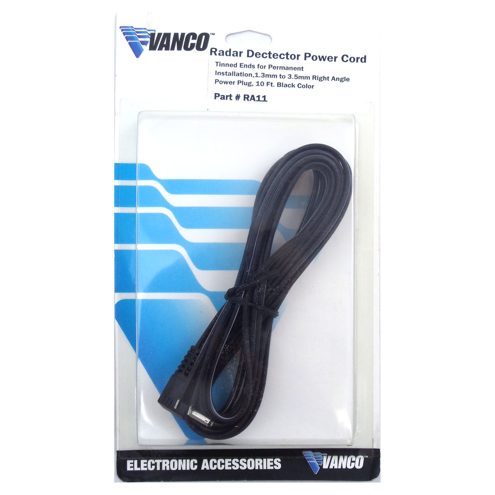 Vanco RA11 10' Direct Wire Power Cord 1.3mm Right Angle Plug Image 1