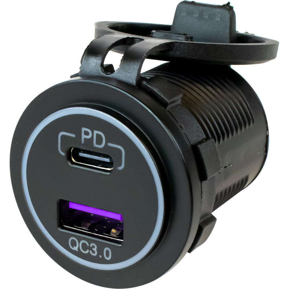 Sea-Dog 426510-1 USB 3.0 & USB-C Power Socket with Quick Charging & Power Delivery Image 1