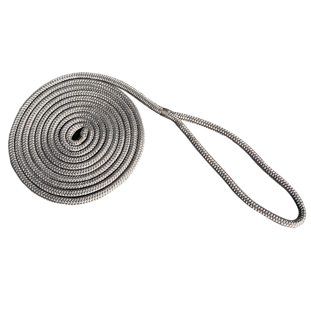 England Ropes 5058-16-00015 Nylon Dock Line 1/2" x 15' Double Braid Grey Image 1