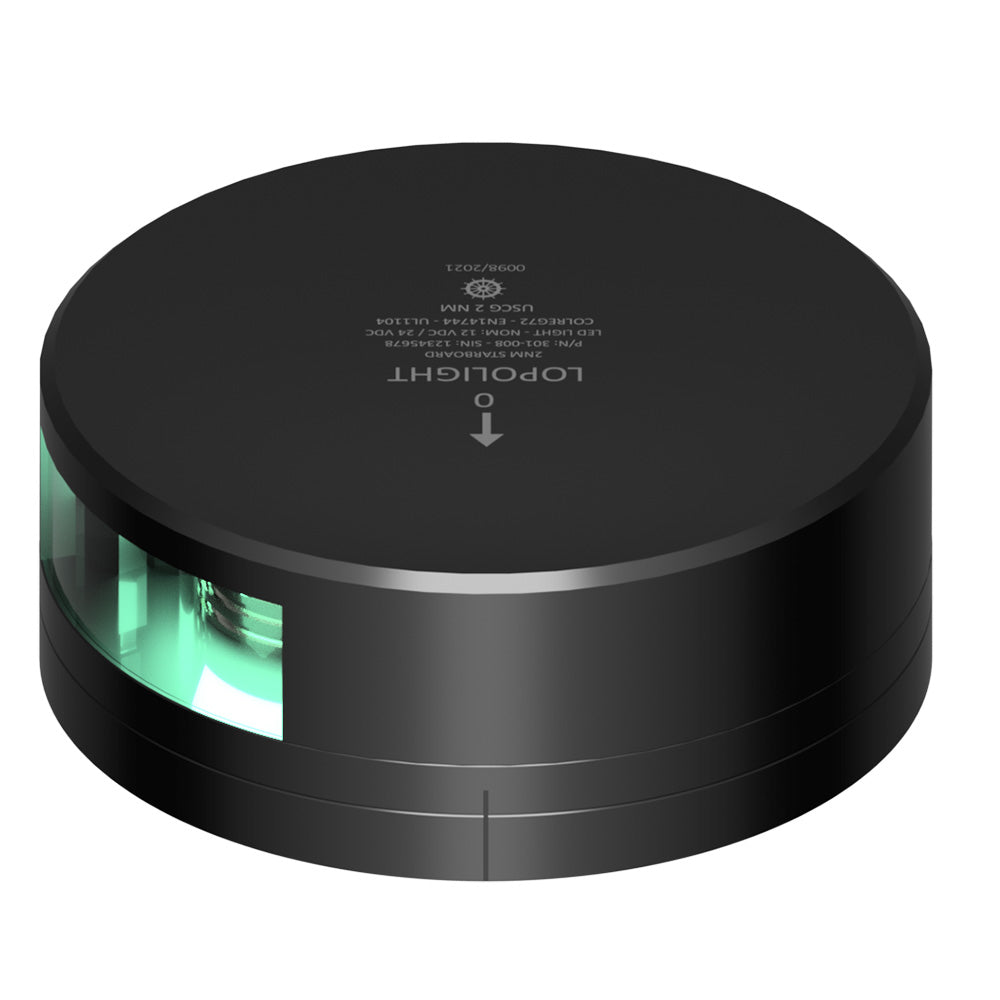 Lopolight 301-008-Fb-B Green Starboard Light Black Housing 2Nm - FB Base Image 1