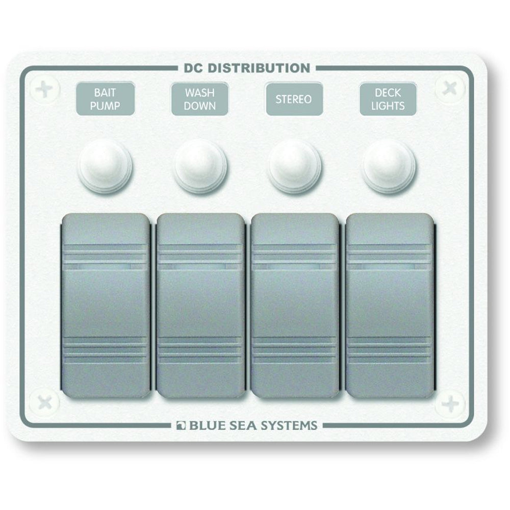 Blue Sea Systems 8272 Water Resistant Panel 4 Position White Horizontal Mount Image 1