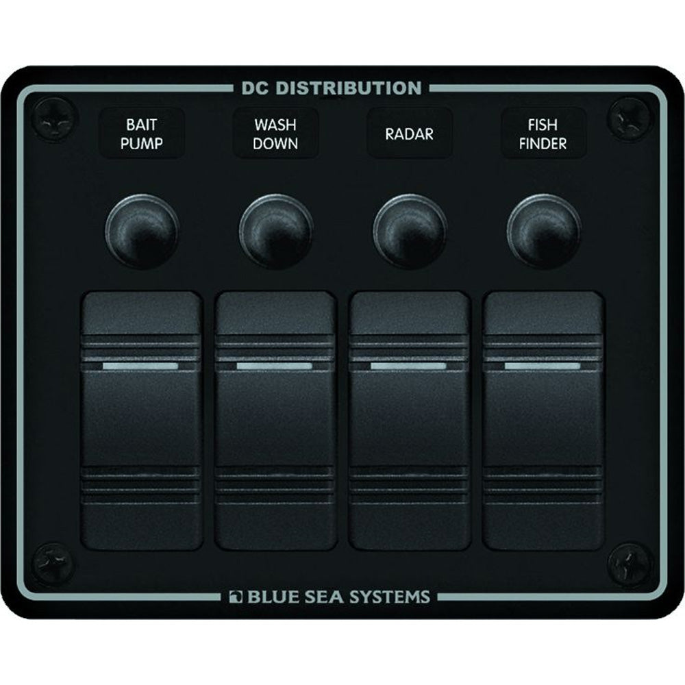 Blue Sea Systems 8372 Water Resistant 4 Position Black Horizontal Mount Panel Image 1
