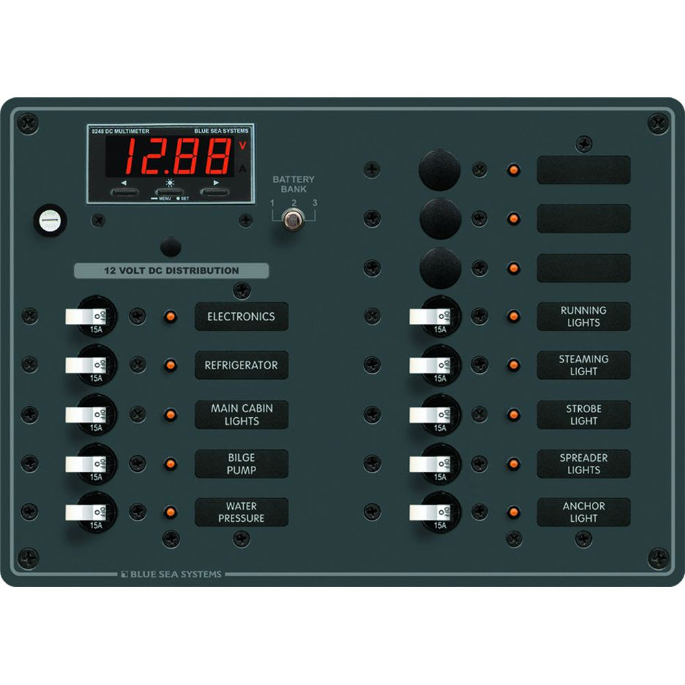 Blue Sea Systems 8403 DC Panel 13-Position Multimeter Image 1