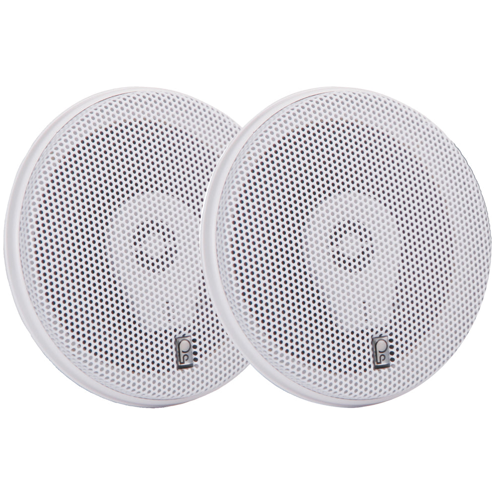 Poly-Planar Ma8506W 6" Titanium Series 3-Way Marine Speakers Pair White Image 1