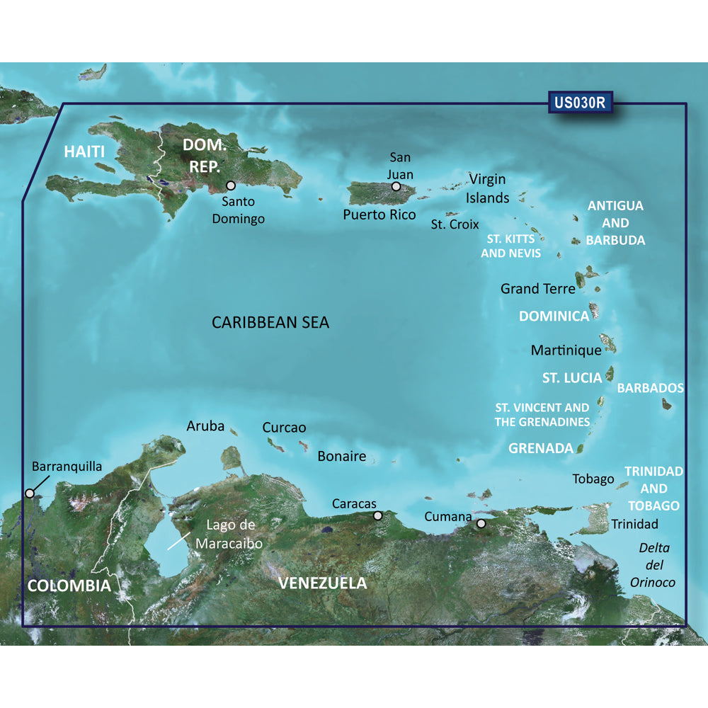 Garmin 010-C0731-00 Bluechart G2 Vision HD VUS030R Southeast Caribbean Image 1
