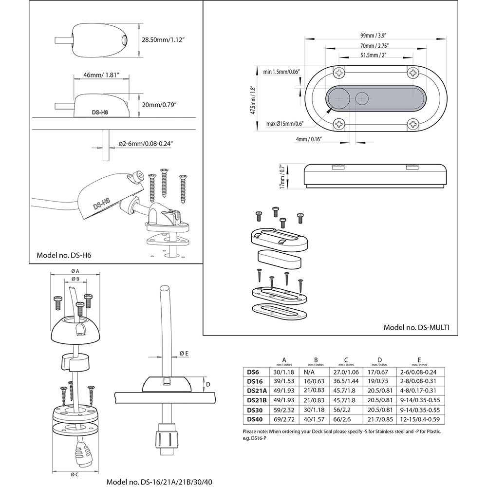DS-MULTI Deck Seal - Ocean Accessories Multi-Cable Marine Seal