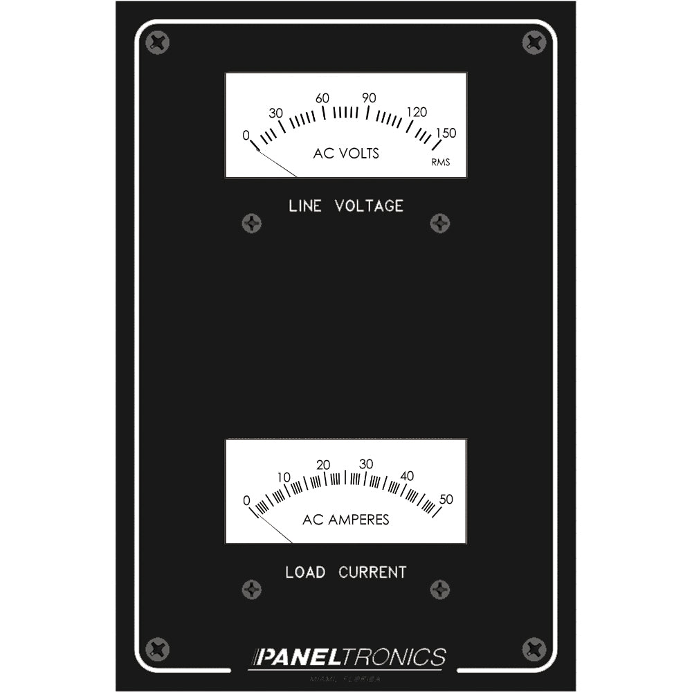 Paneltronics 9982304B Standard Panel Ac Meter 0-150 Voltmeter And 0-50Amp Image 1