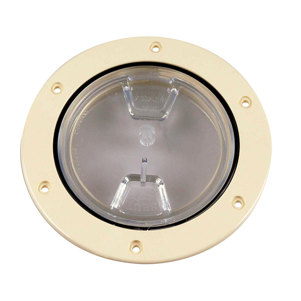 Beckson Marine DP40-N-C Screw-Out Deck Plate 4" Clear Center Beige Image 1