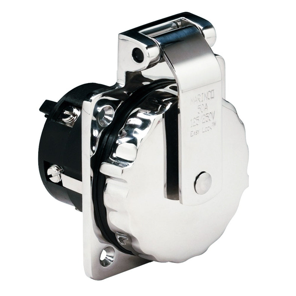 Marinco 6373El 50Amp 125/250V Stainless Steel Inlet Rear Safety Enclosure Image 1