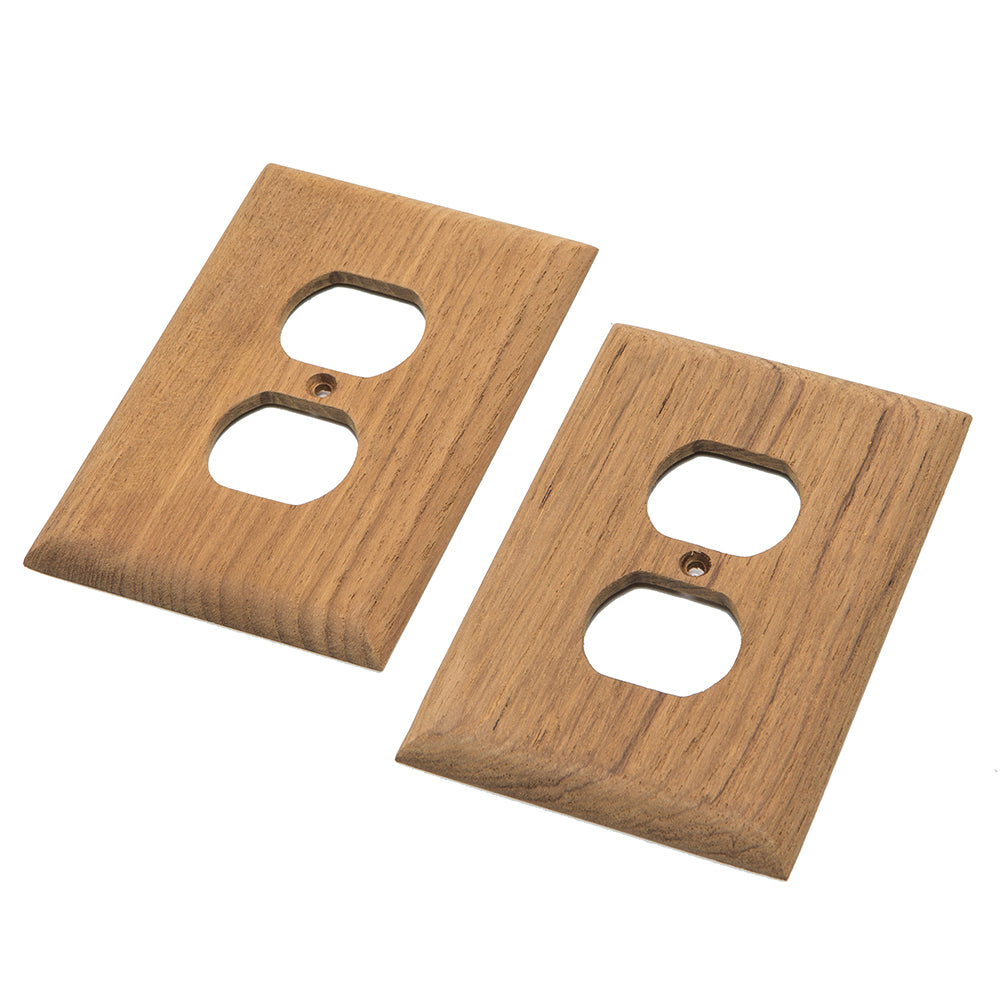 Whitecap 60170 Teak Outlet Cover Receptacle Plate - Premium Teak Wood Finish Image 1