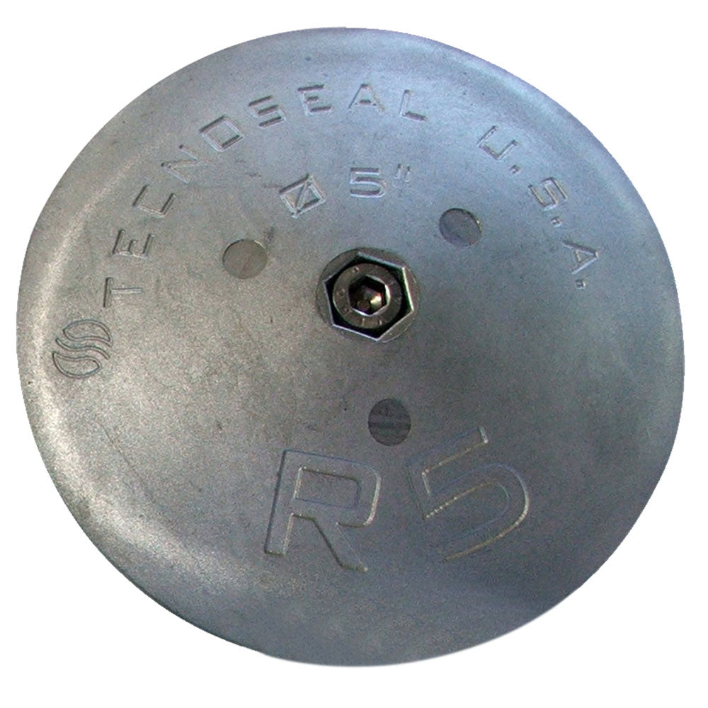 Tecnoseal R5 Rudder Anode Zinc 5" - Captive Hex Nut for Underwater Installation Image 1