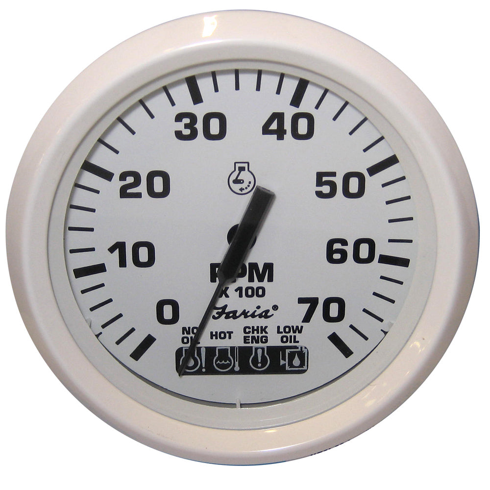 Faria Beede 33150 Dress White 4" Tachometer Systemcheck Indicator - 7' Marine Instrument Image 1