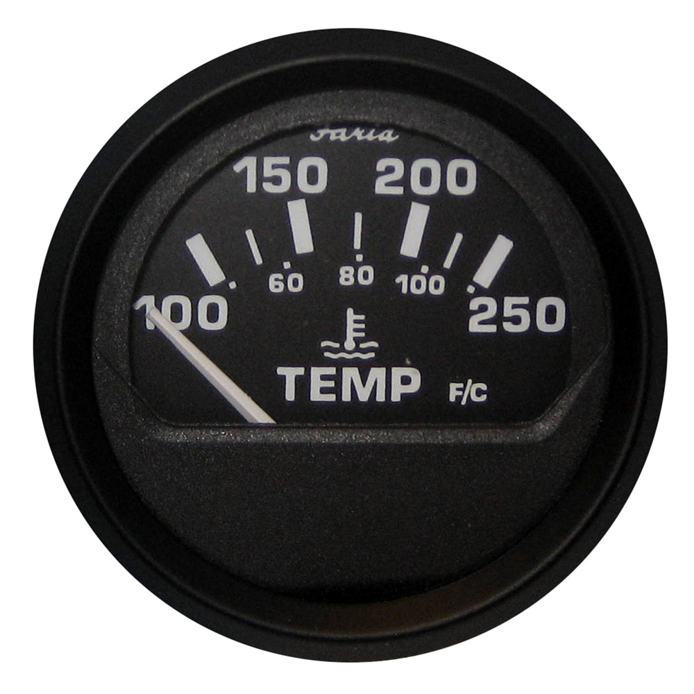 Faria Beede Instruments 12812 Euro Black 2" Water Temperature Gauge 100-250°F Image 1