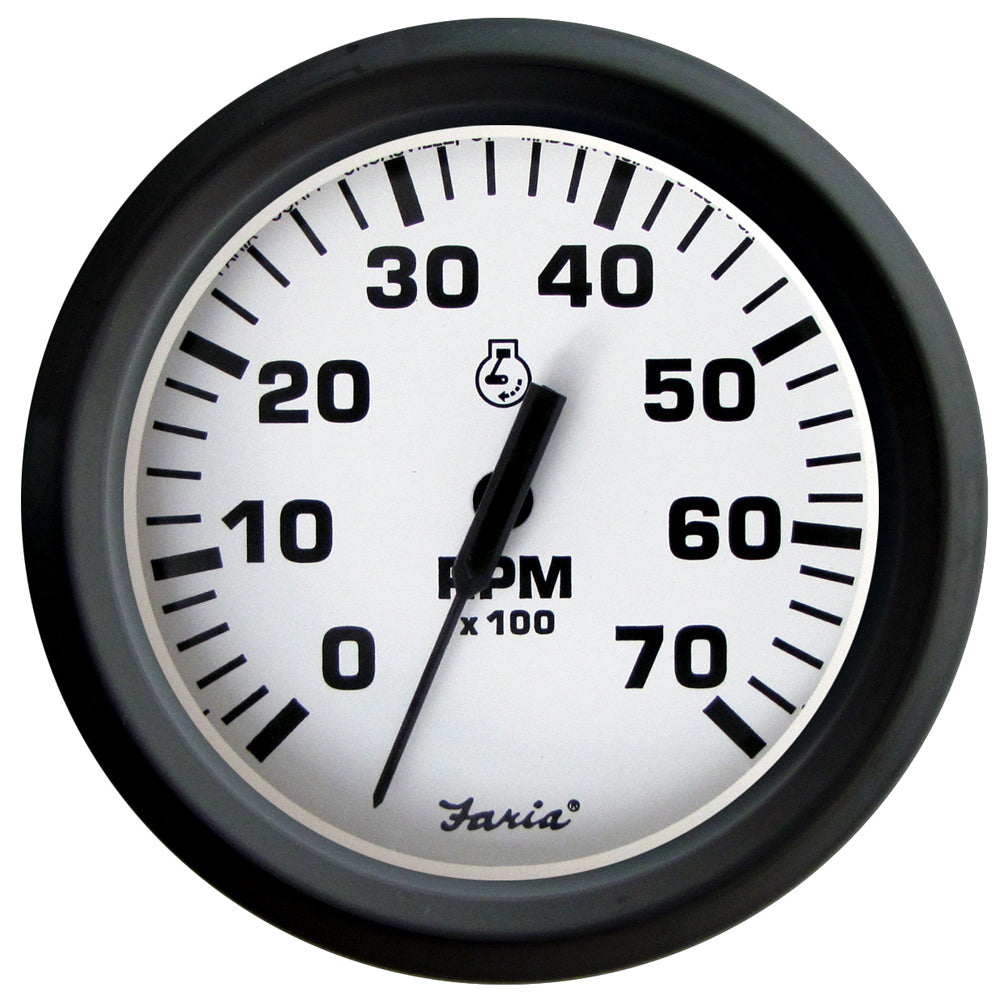Faria Beede Instruments 32905 Euro White 4" Tachometer 7 000 Rpm Gass All Image 1