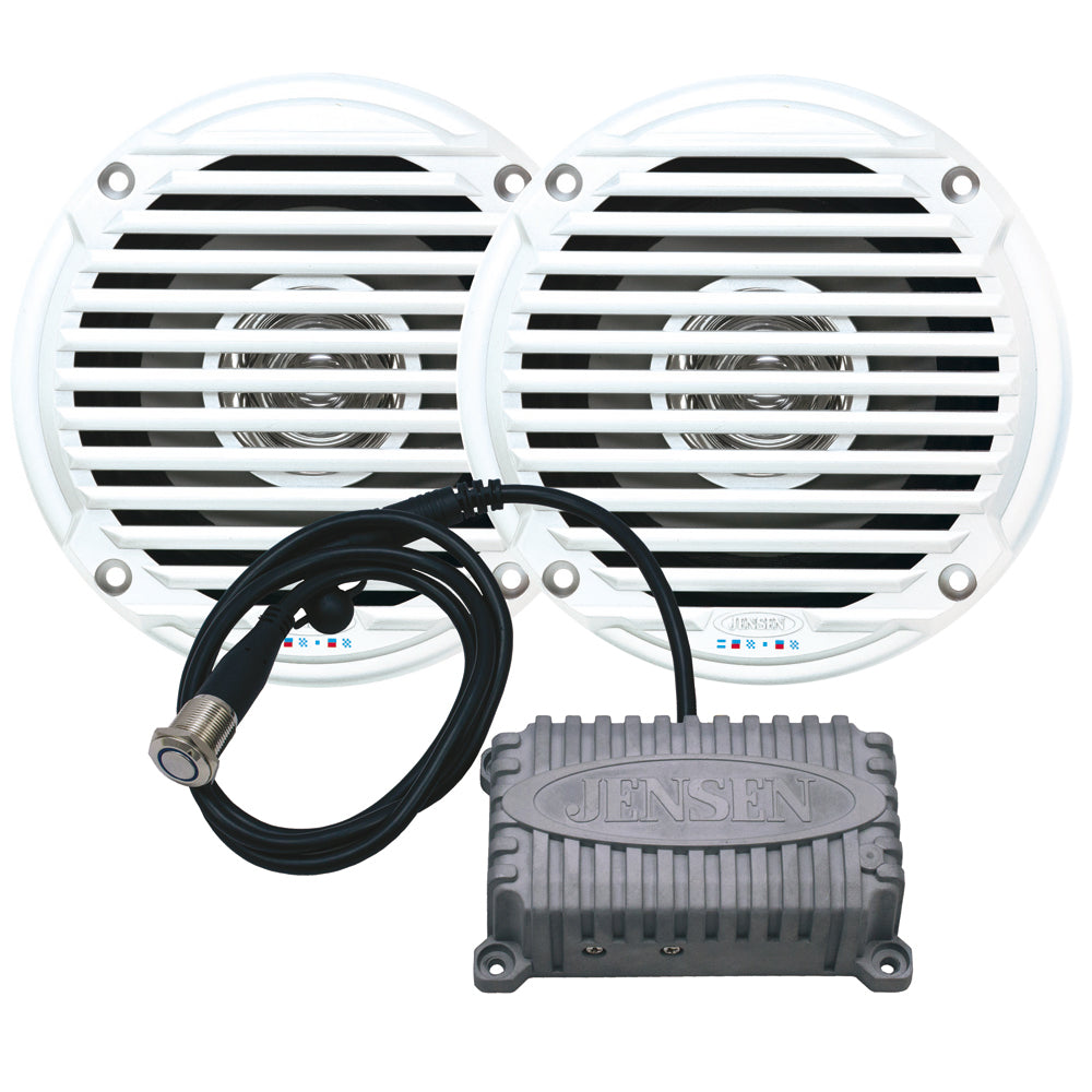 Jensen CPM50 2-Channel Bluetooth Amplifier And A Pair Of 5" Waterproof Speakers Image 1