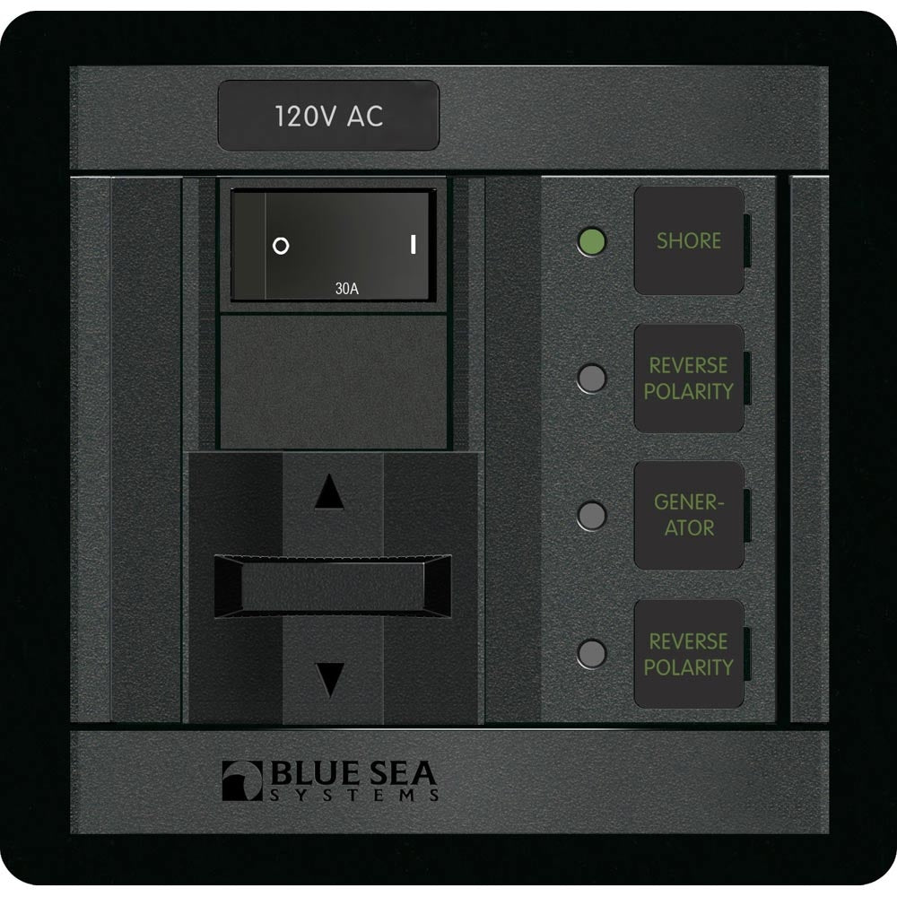 Blue Sea Systems 1208 360 Ac Src Sel Rckr Sw Brkr 120V 30A Image 1
