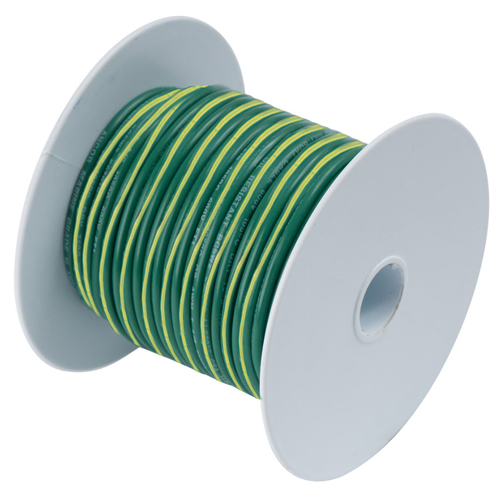 Ancor 109302 Green Yellow Stripe 10 Awg Tinned Copper Wire 25' Image 1