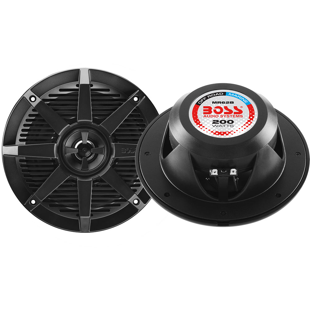 Boss Audio Mr62B 6.5" 2-Way 200W Marine Full Range Speaker Black Pair Image 1