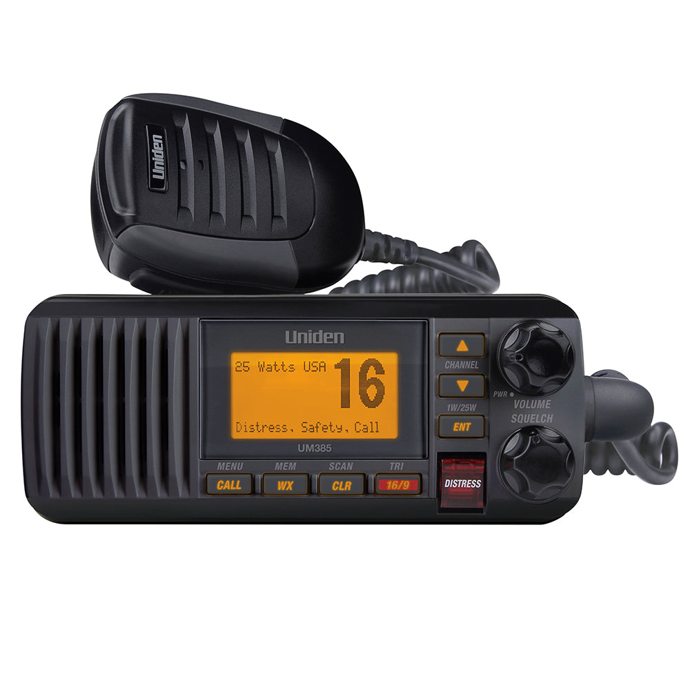 Uniden UM385BK 25 WATT FIXED MOUNT CLASS D SUBMERSIBLE VHF MARINE RADIO 4 DIGIT  Image 1